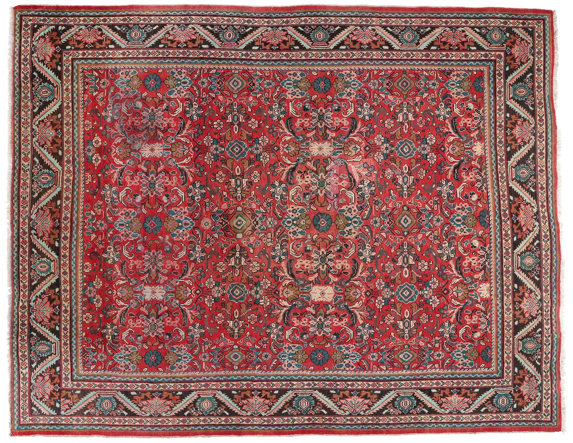 1950's Vintage Persian Mahal Teppich mit traditionellen Stil im Angebot 2