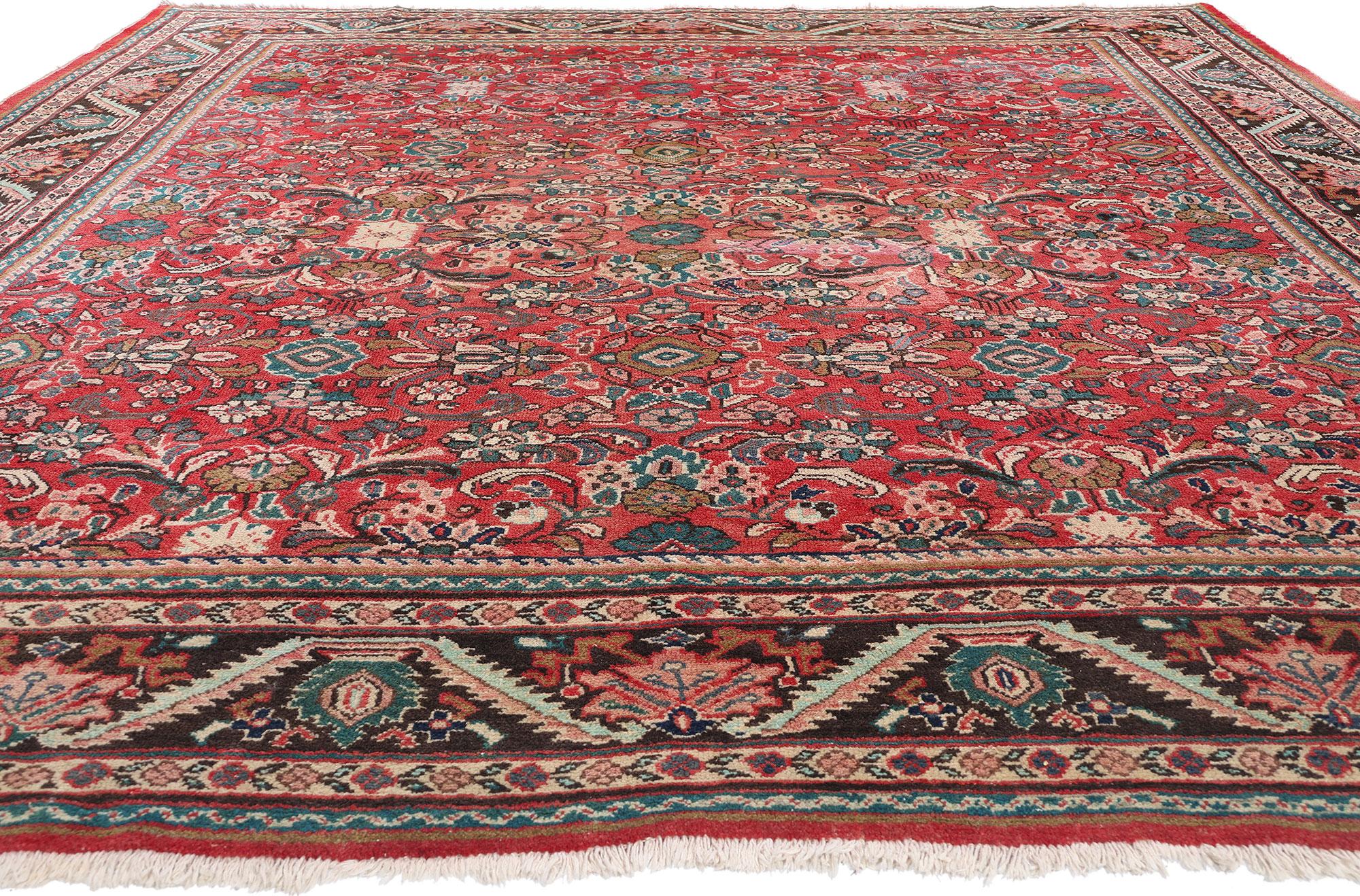 1950's Vintage Persian Mahal Teppich mit traditionellen Stil (Böhmisch) im Angebot