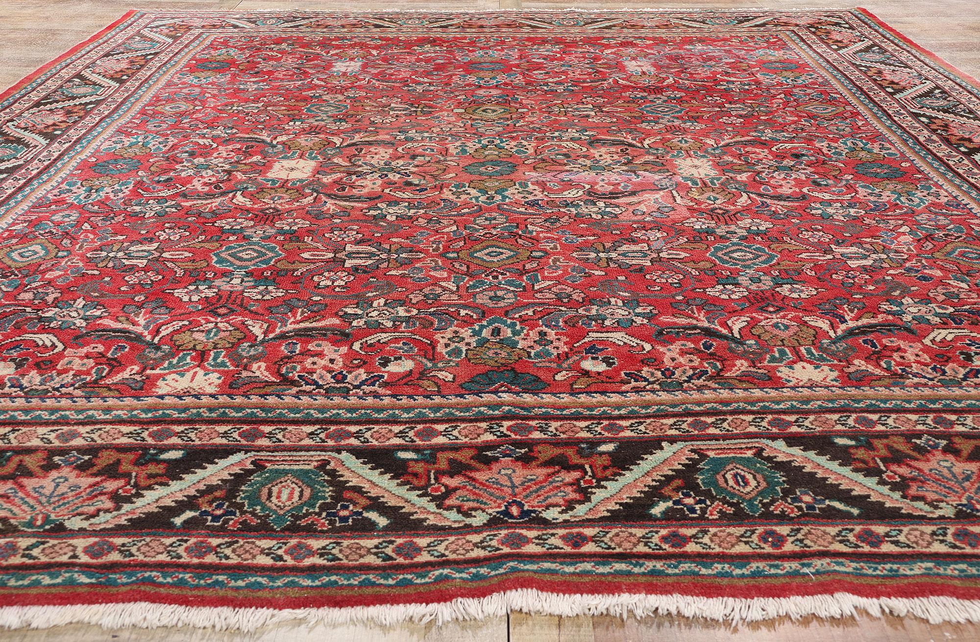 1950's Vintage Persian Mahal Teppich mit traditionellen Stil (Wolle) im Angebot