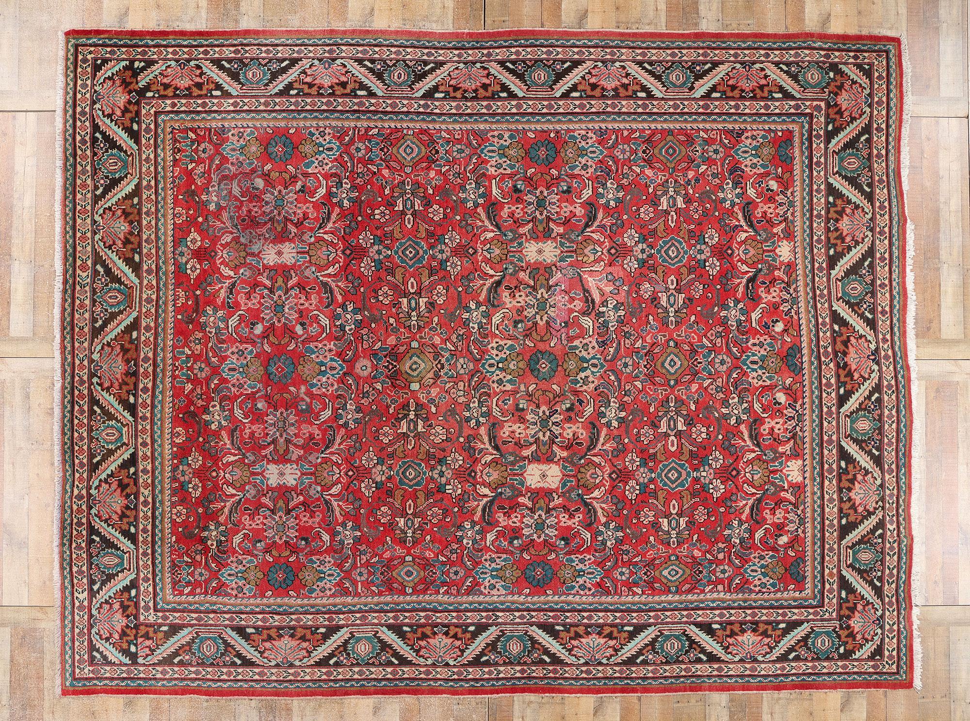 1950's Vintage Persian Mahal Teppich mit traditionellen Stil im Angebot 1