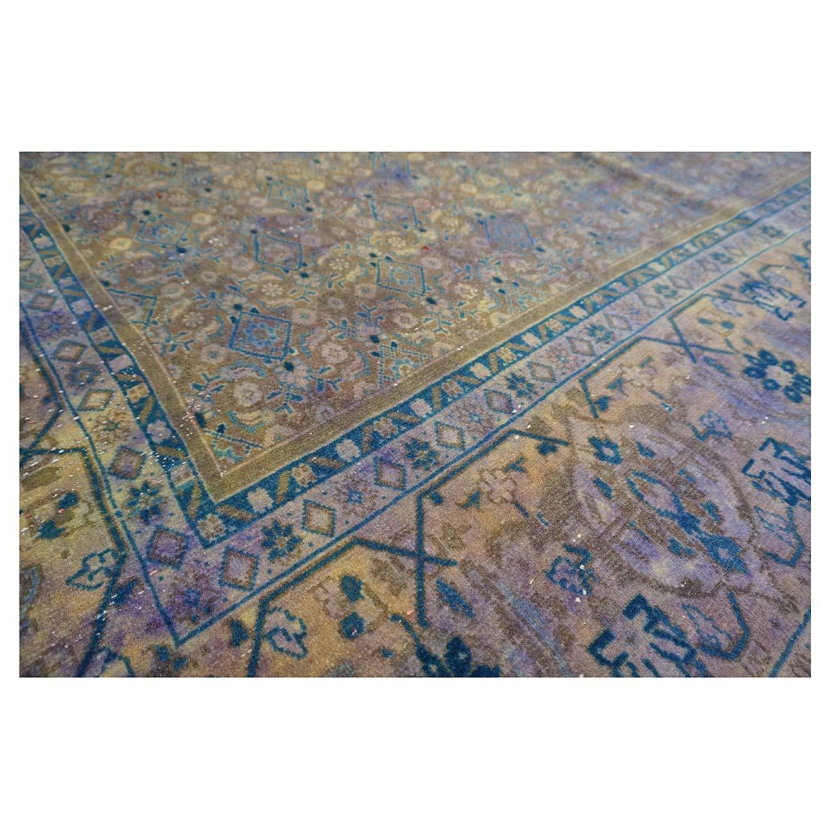 1950er Jahre Vintage Persian Mahal Modern Overdye 7x10 Lila Handgefertigter Teppich im Angebot 2