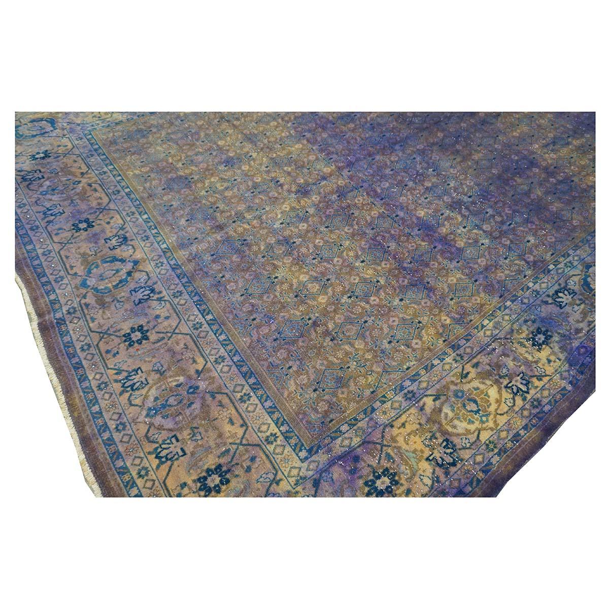 1950er Jahre Vintage Persian Mahal Modern Overdye 7x10 Lila Handgefertigter Teppich im Angebot 4
