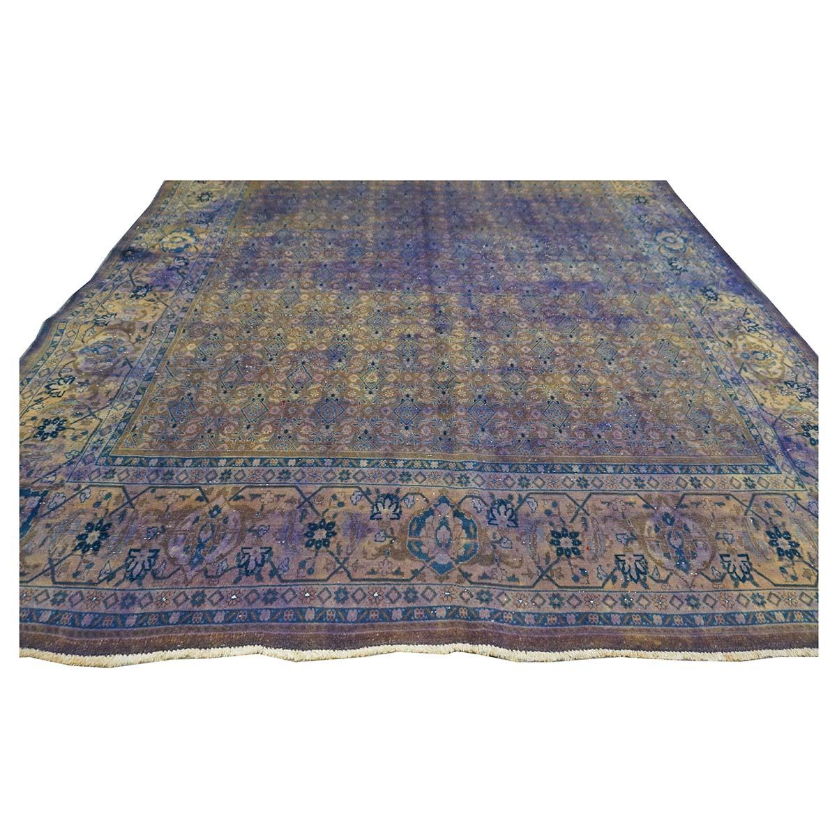1950er Jahre Vintage Persian Mahal Modern Overdye 7x10 Lila Handgefertigter Teppich (Sultanabad) im Angebot