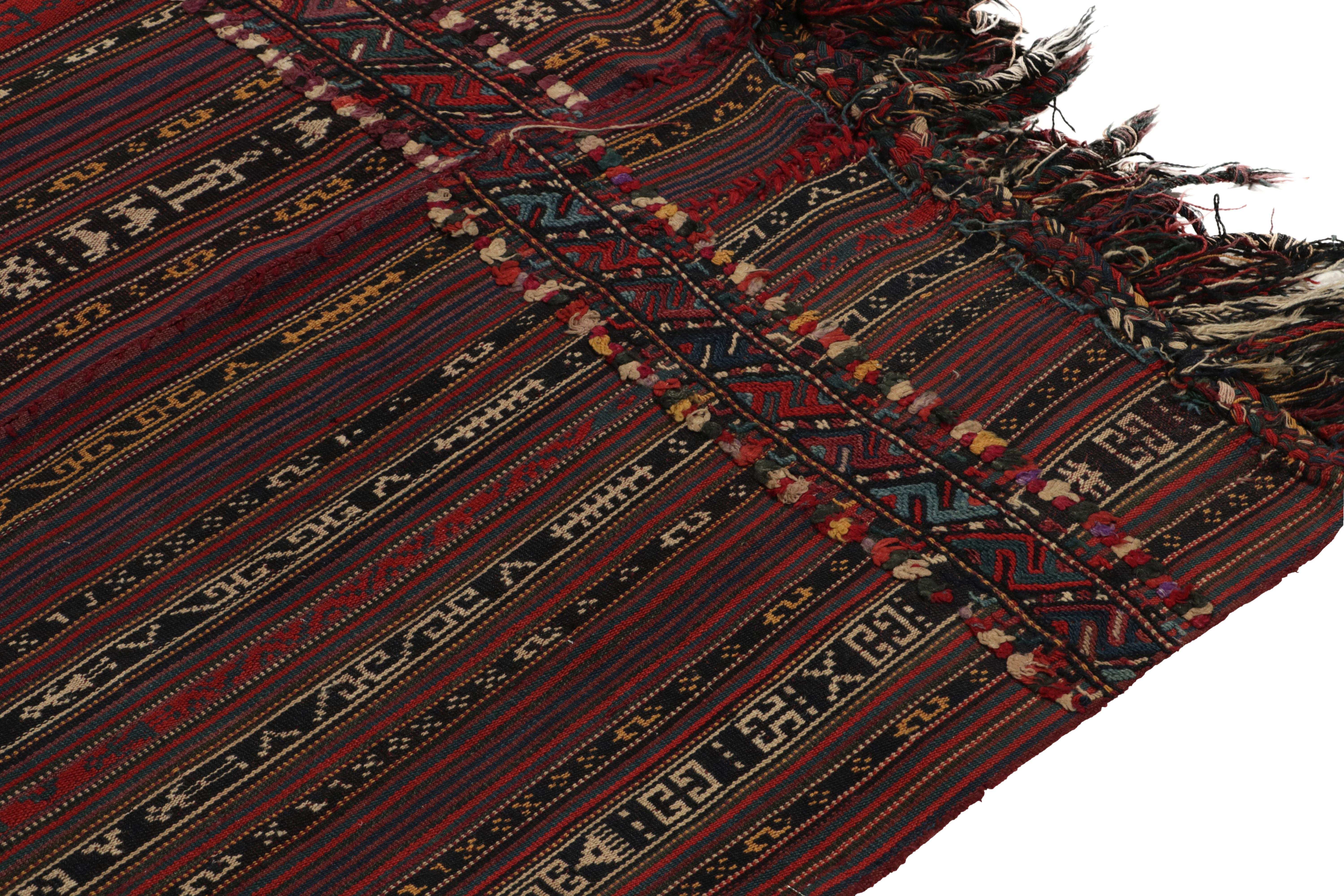 1950s Vintage Persian Kilim Rug inRed & Brown Geometric Pattern by Rug & Kilim In Good Condition For Sale In Long Island City, NY