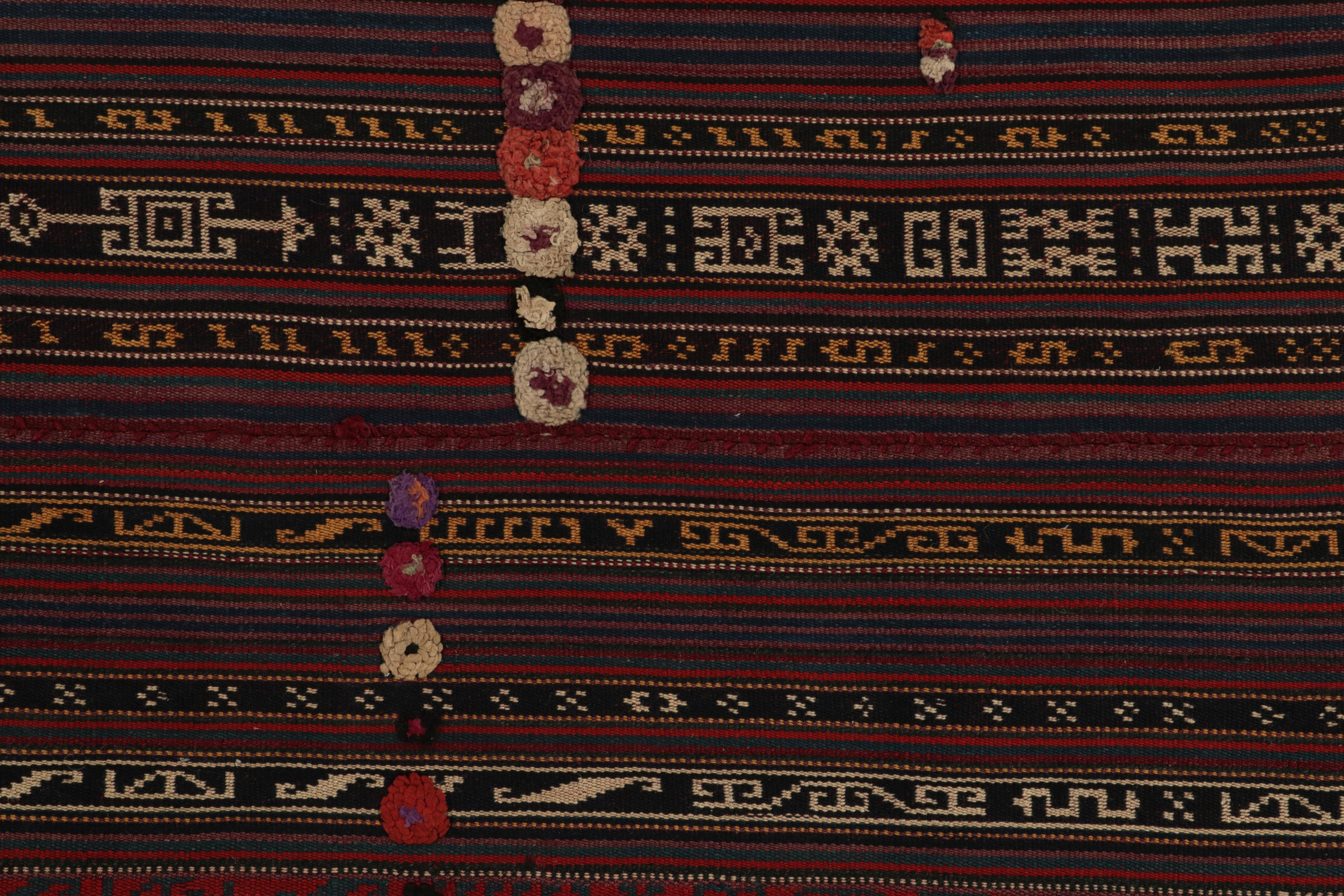 Mid-20th Century 1950s Vintage Persian Kilim Rug inRed & Brown Geometric Pattern by Rug & Kilim For Sale