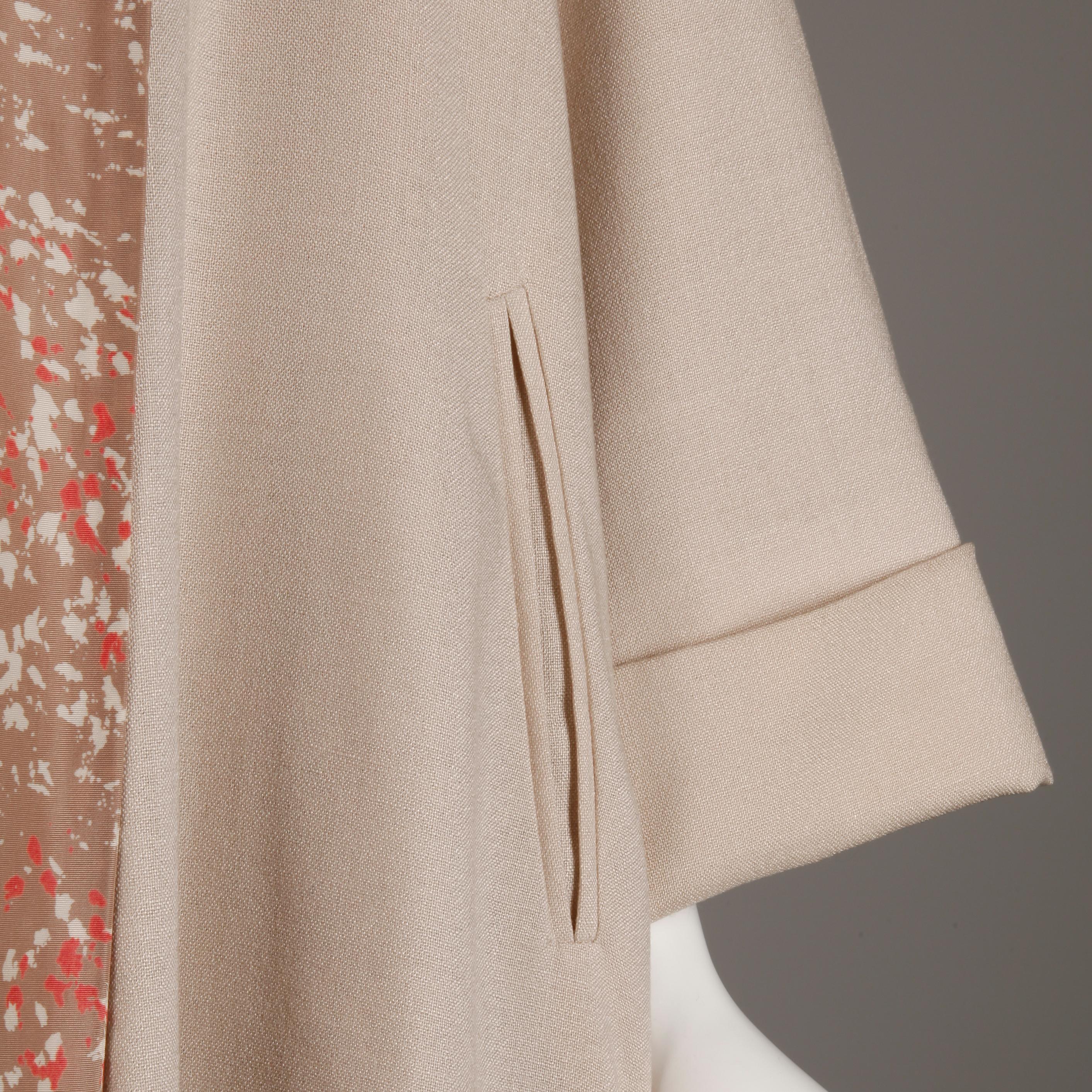 1950s Vintage Pink, Mauve + Beige 3-Piece Matching Dress/ Coat/ Belt Ensemble 1
