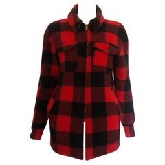 Giacca Mackinaw a quadri vintage degli anni '50 - lana a quadri rossa e nera - fodera pad