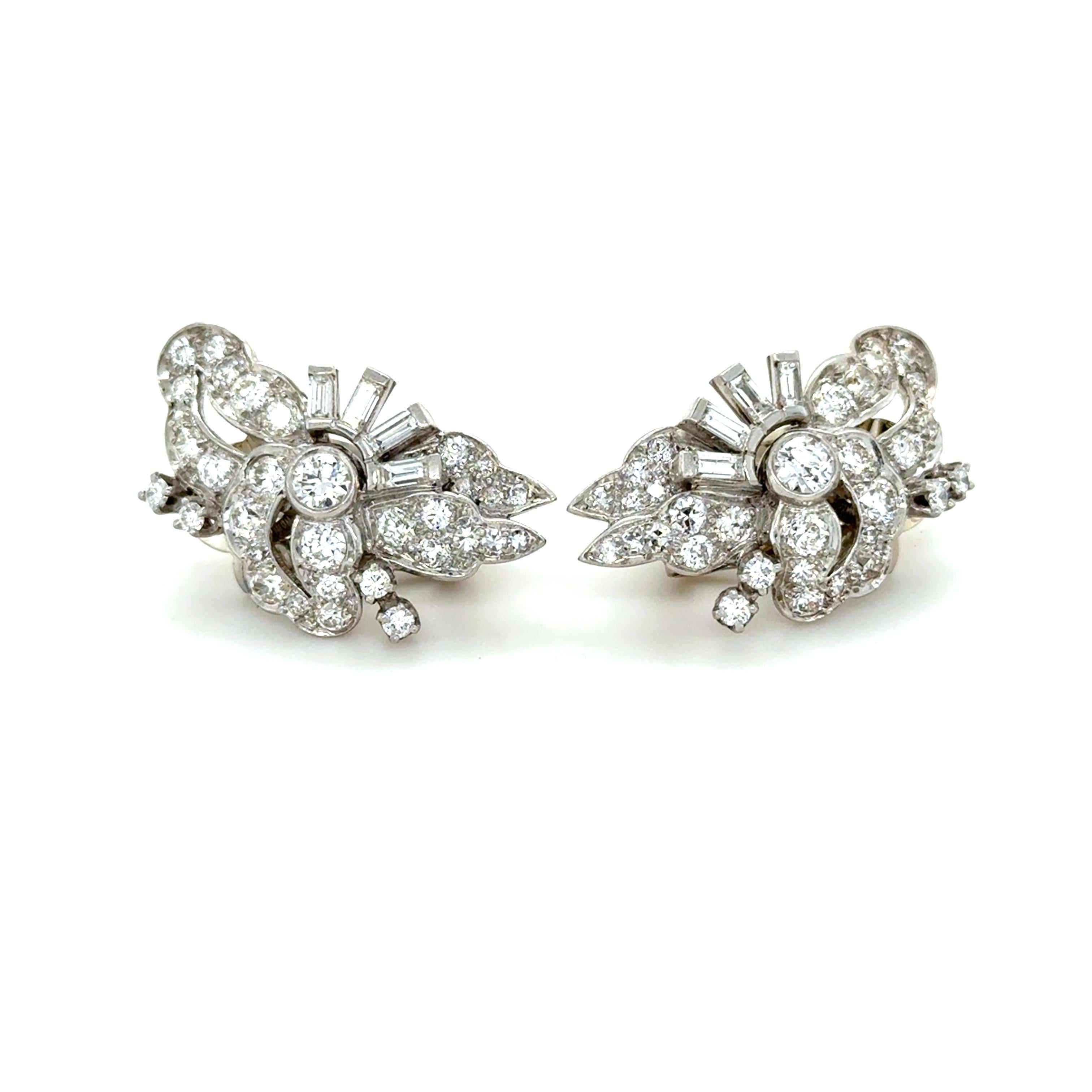 1950's Vintage Platin und Diamant himmlischen Ohrringe Damen im Angebot