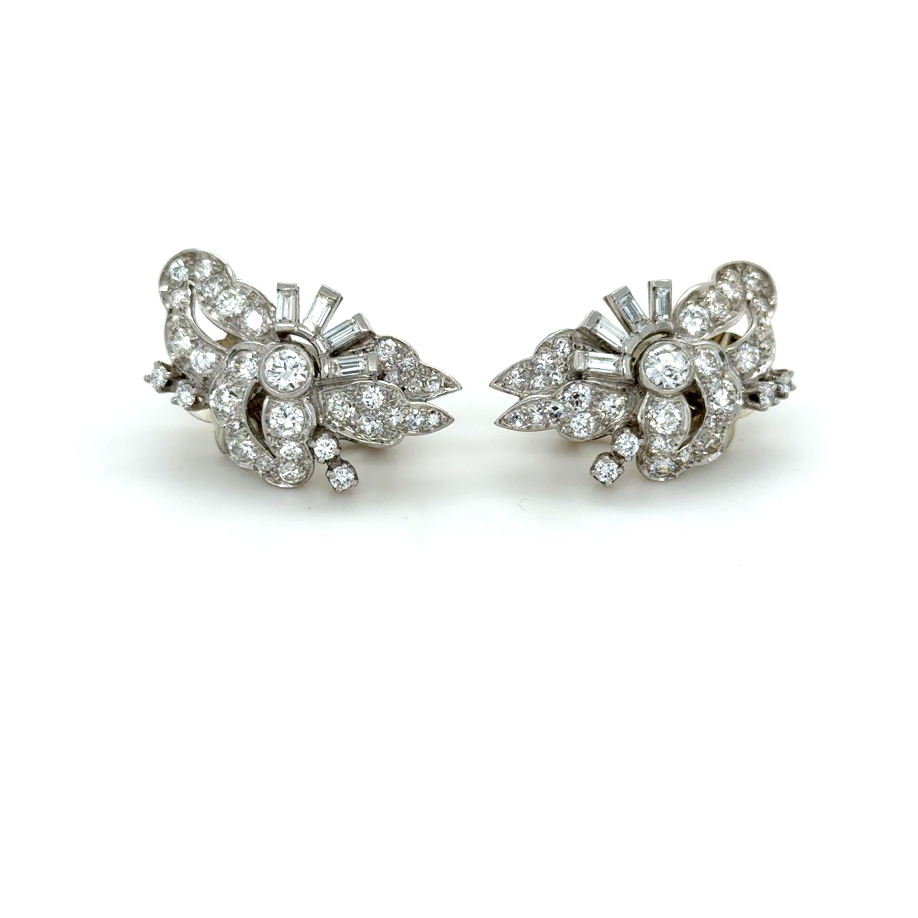 1950's Vintage Platin und Diamant himmlischen Ohrringe im Angebot 1