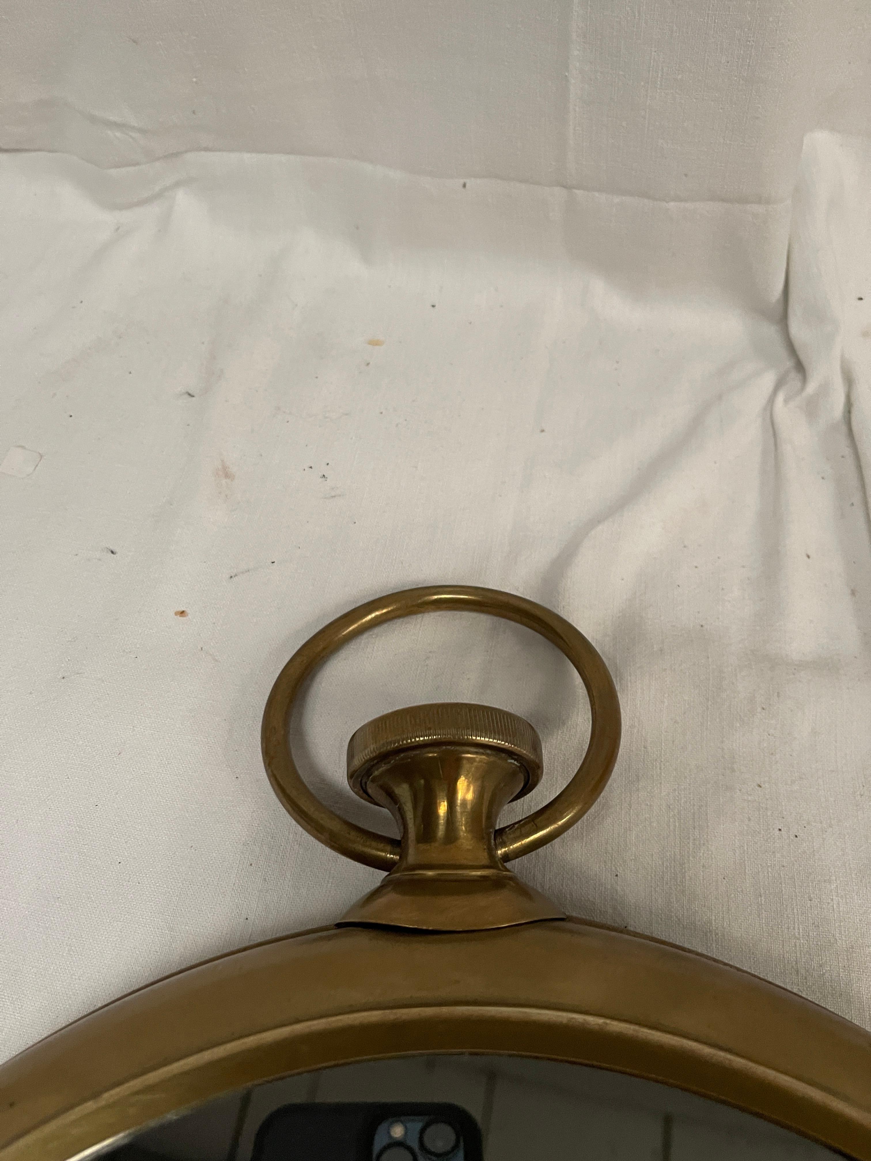 French 1950's vintage pocket watch wall mirror For Sale