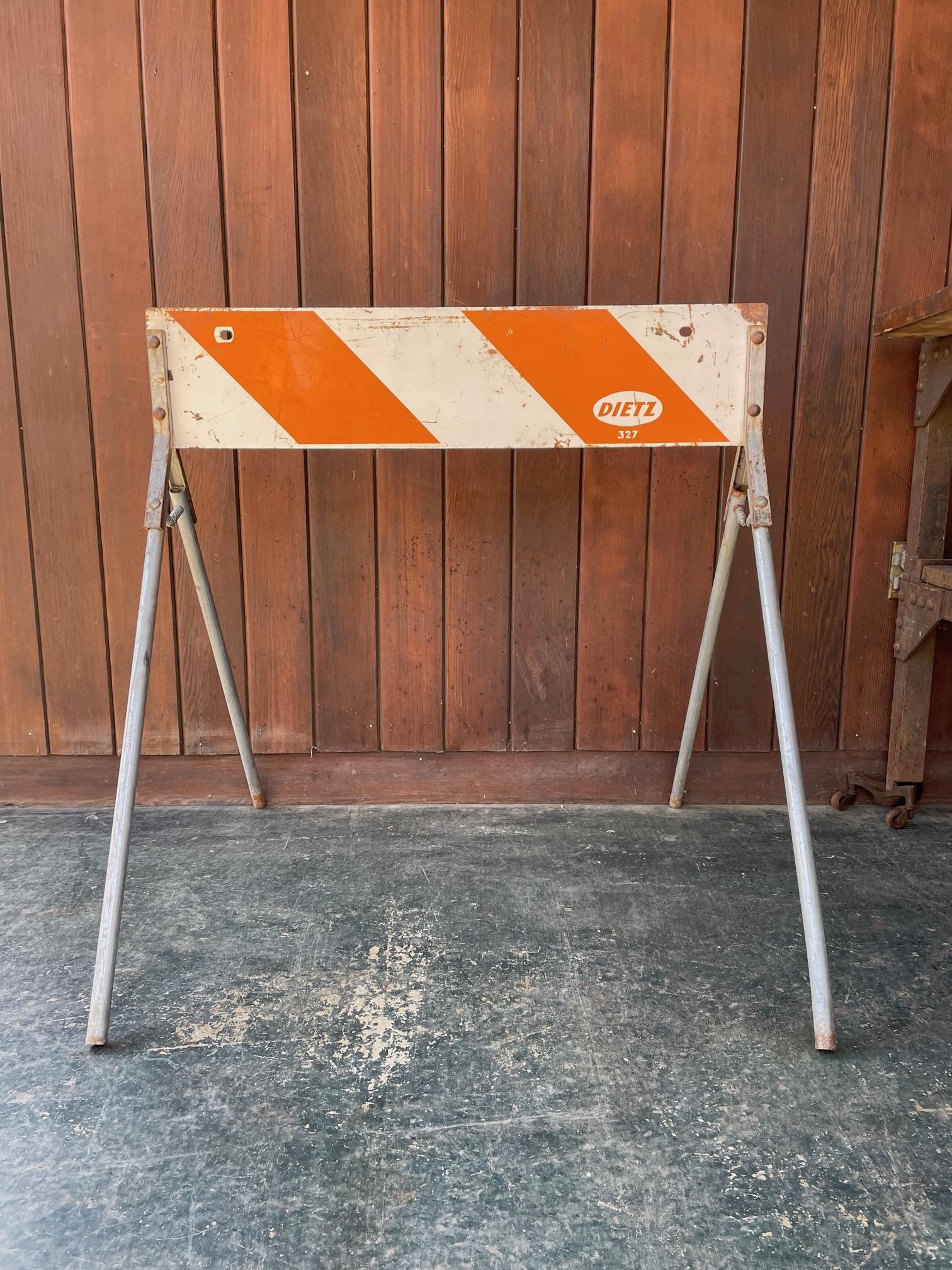 Industrial 1950s Vintage Police Work Road Blocks Rat Rod Garage Shop Hazard Traffic Signs