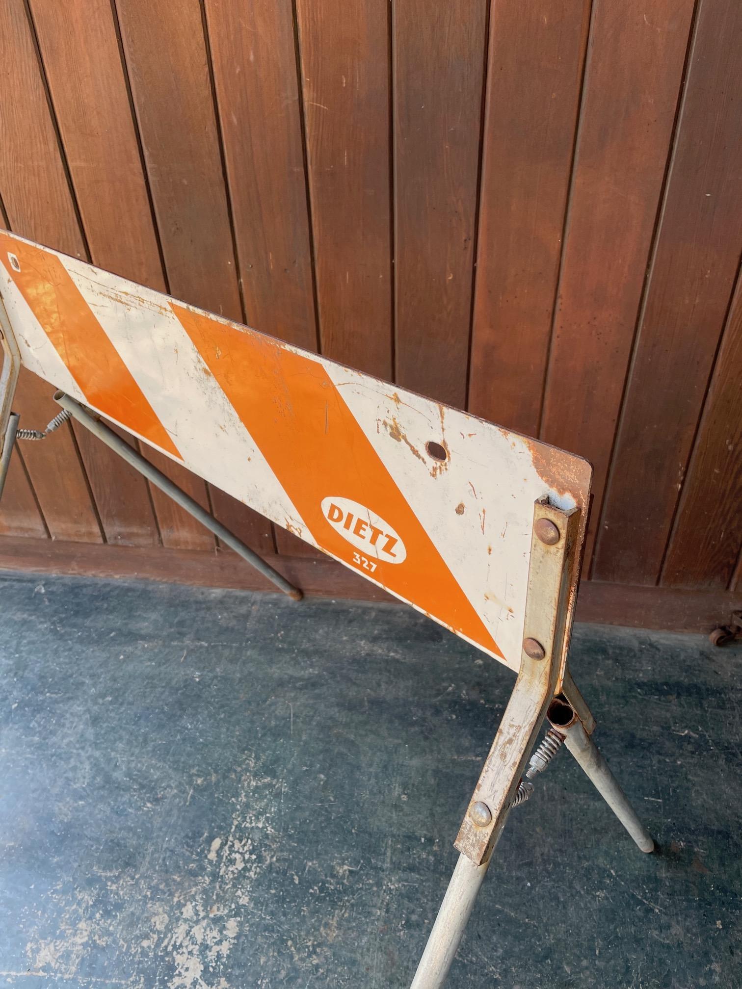 Mid-20th Century 1950s Vintage Police Work Road Blocks Rat Rod Garage Shop Hazard Traffic Signs