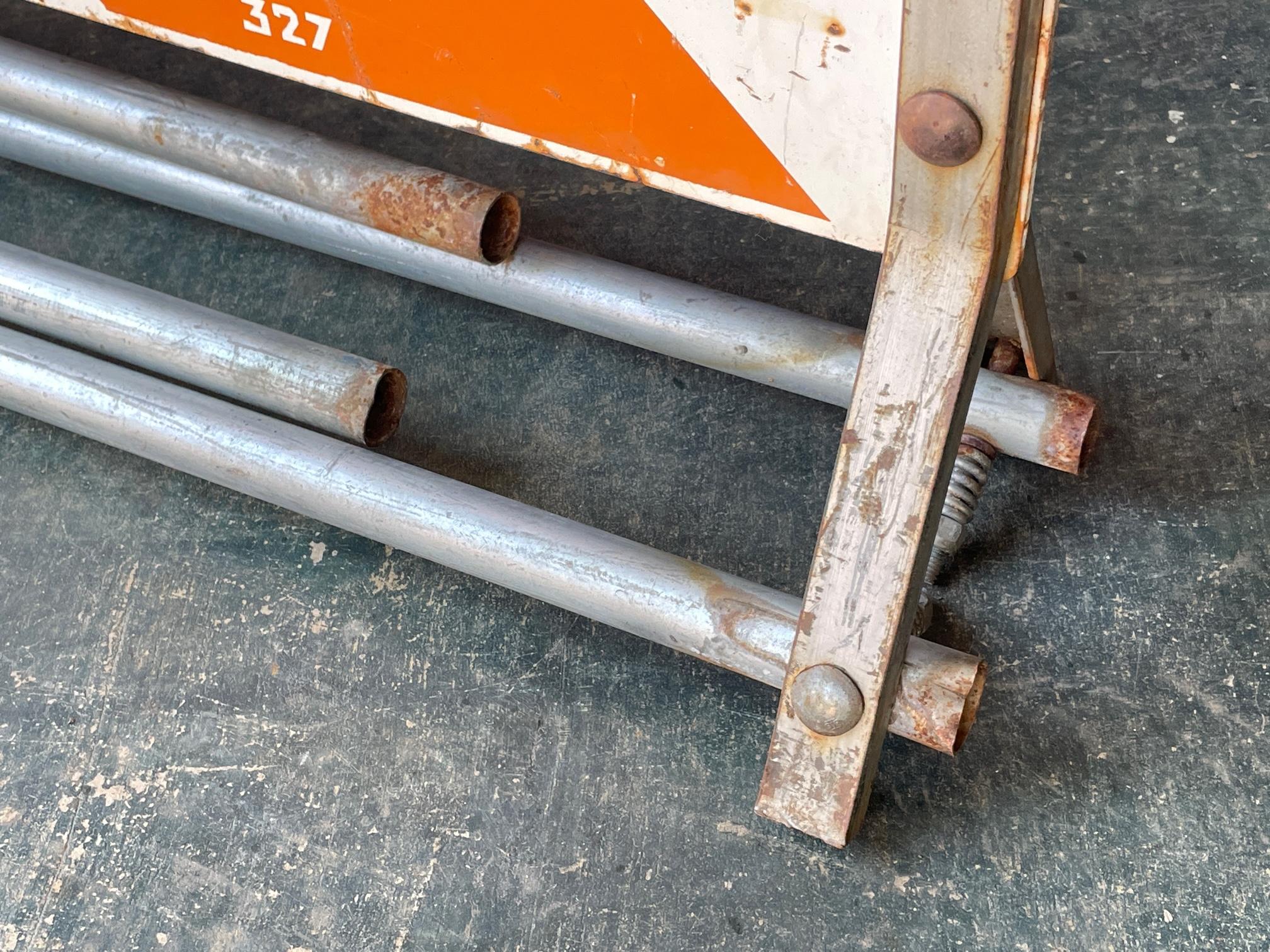 Steel 1950s Vintage Police Work Road Blocks Rat Rod Garage Shop Hazard Traffic Signs