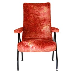 1950s Vintage Red Fabric Armchair