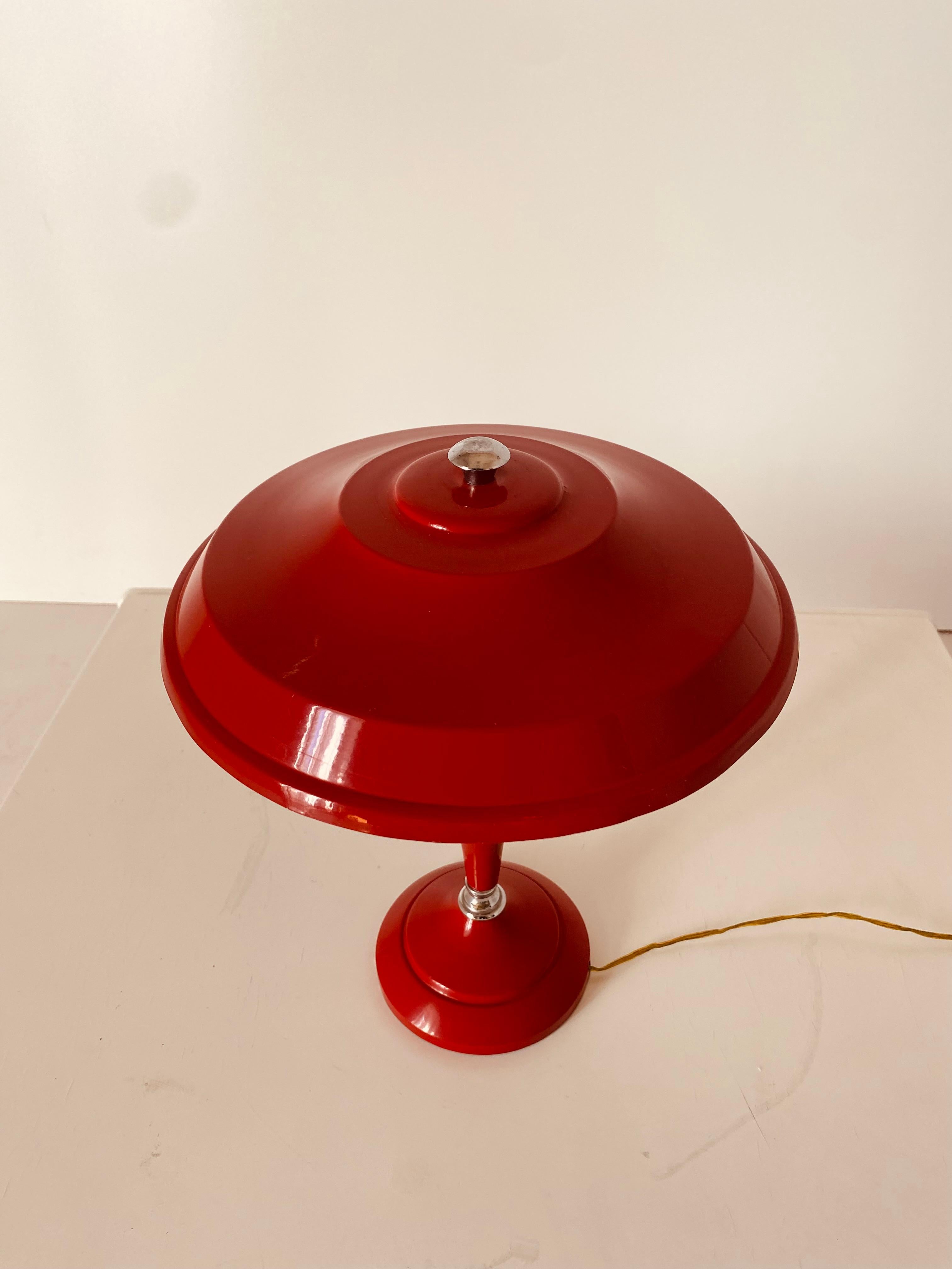 Italian 1950s Vintage Red Table Lamp