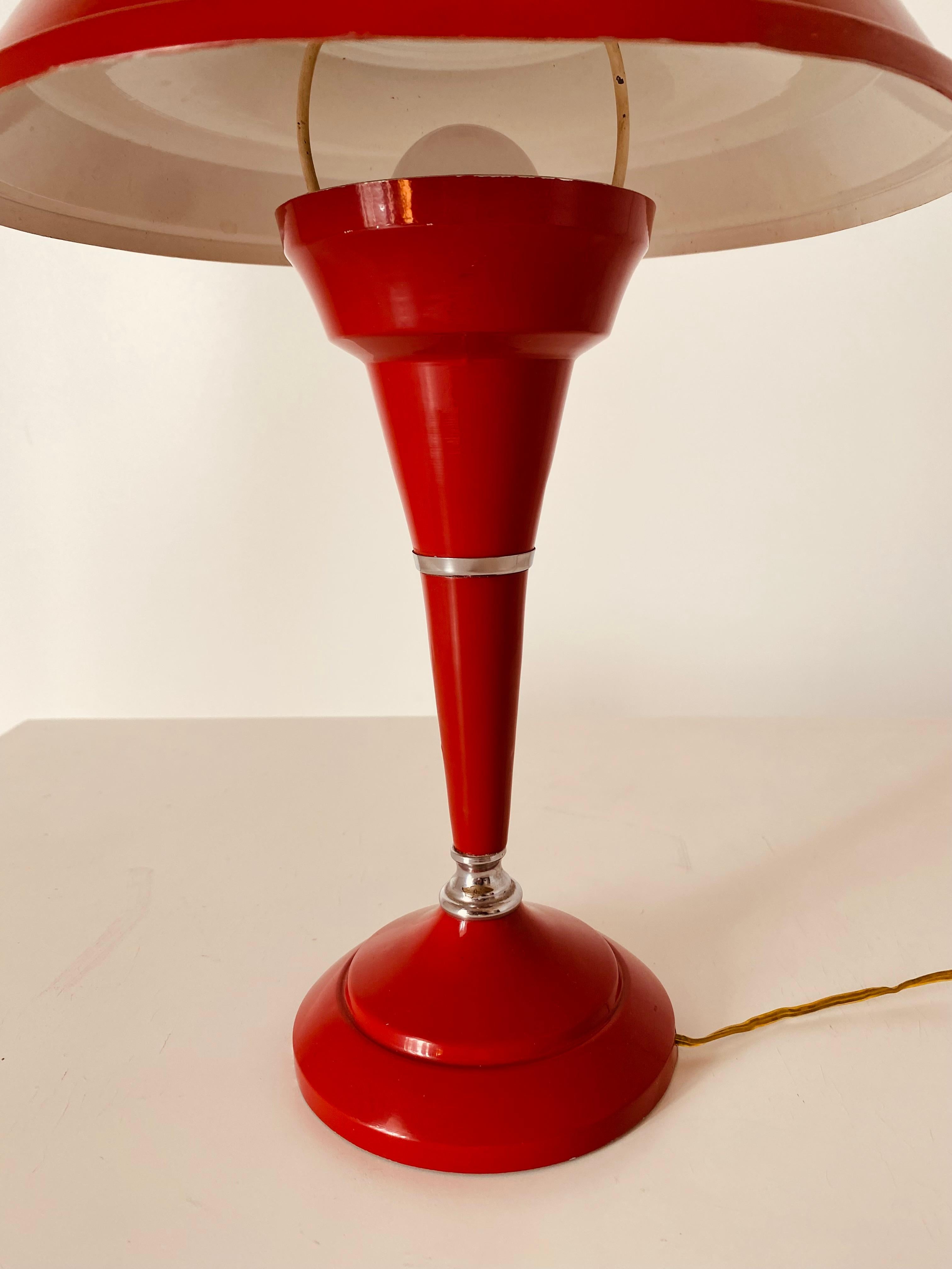 Mid-20th Century 1950s Vintage Red Table Lamp