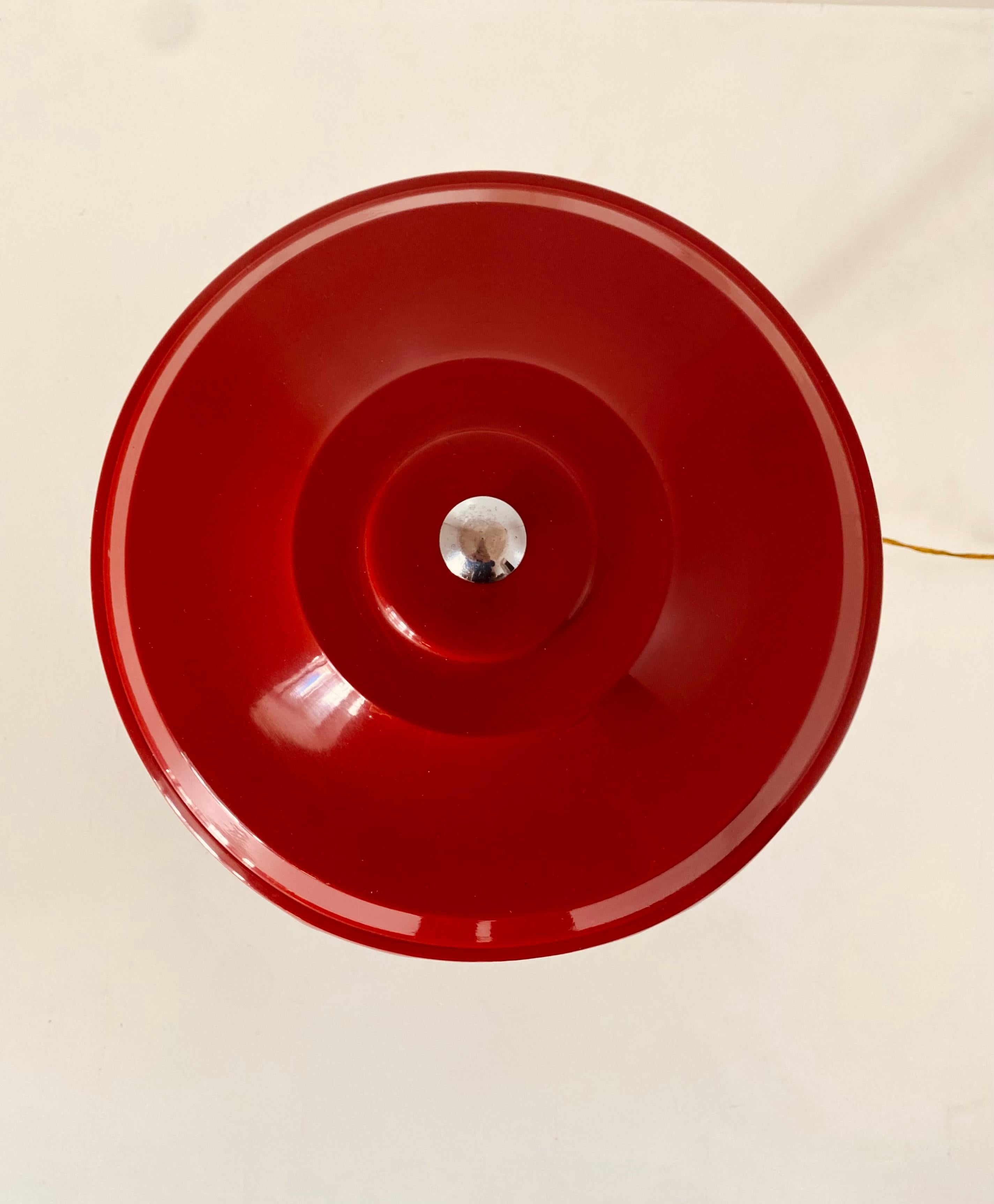 Sheet Metal 1950s Vintage Red Table Lamp