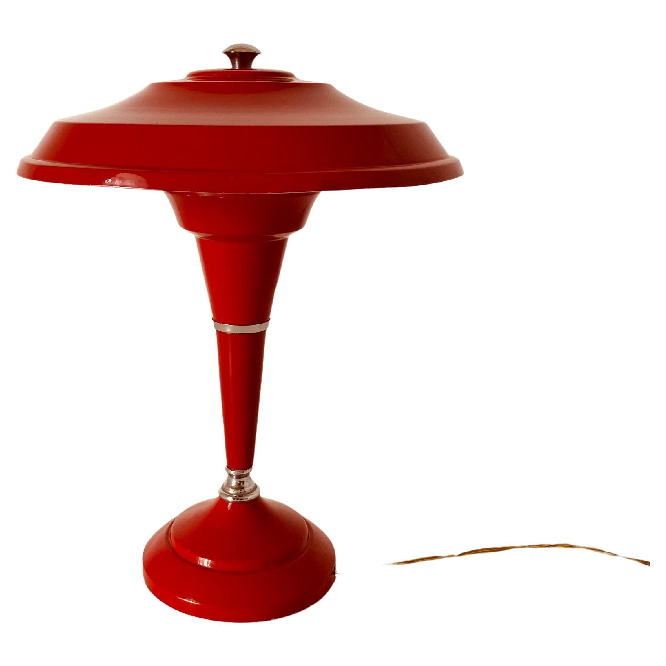1950s Vintage Red Table Lamp