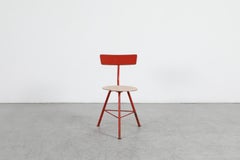 1950s Vintage Red Tripod Chair, Eastern European Design, Tubular Metal