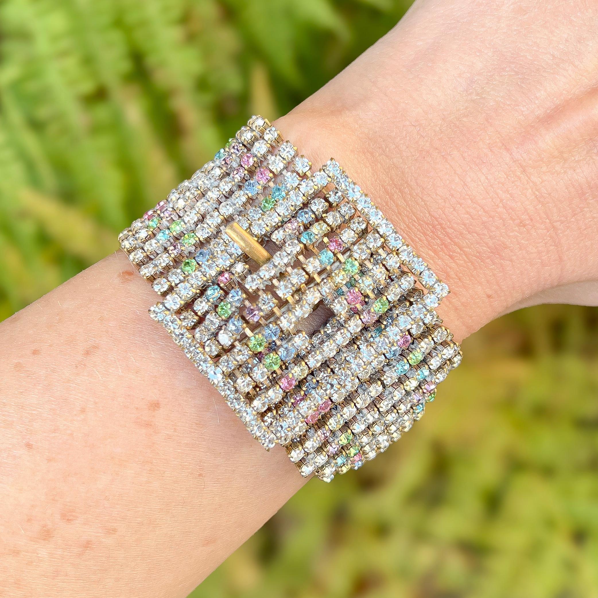1950s Vintage Rhinestone Statement Belt and Buckle Bracelet In Good Condition In Skelmersdale, GB