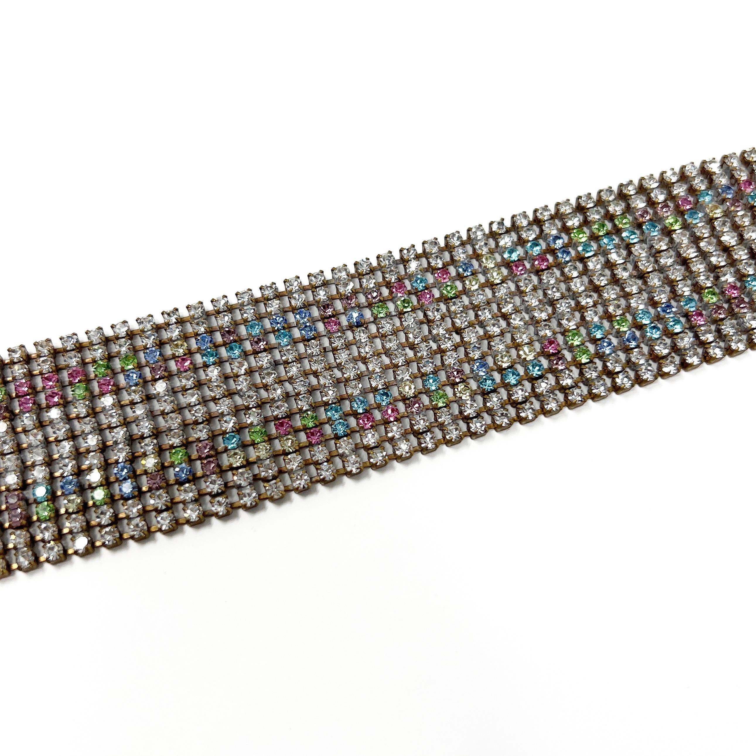 1950s Vintage Rhinestone Statement Belt and Buckle Bracelet 1