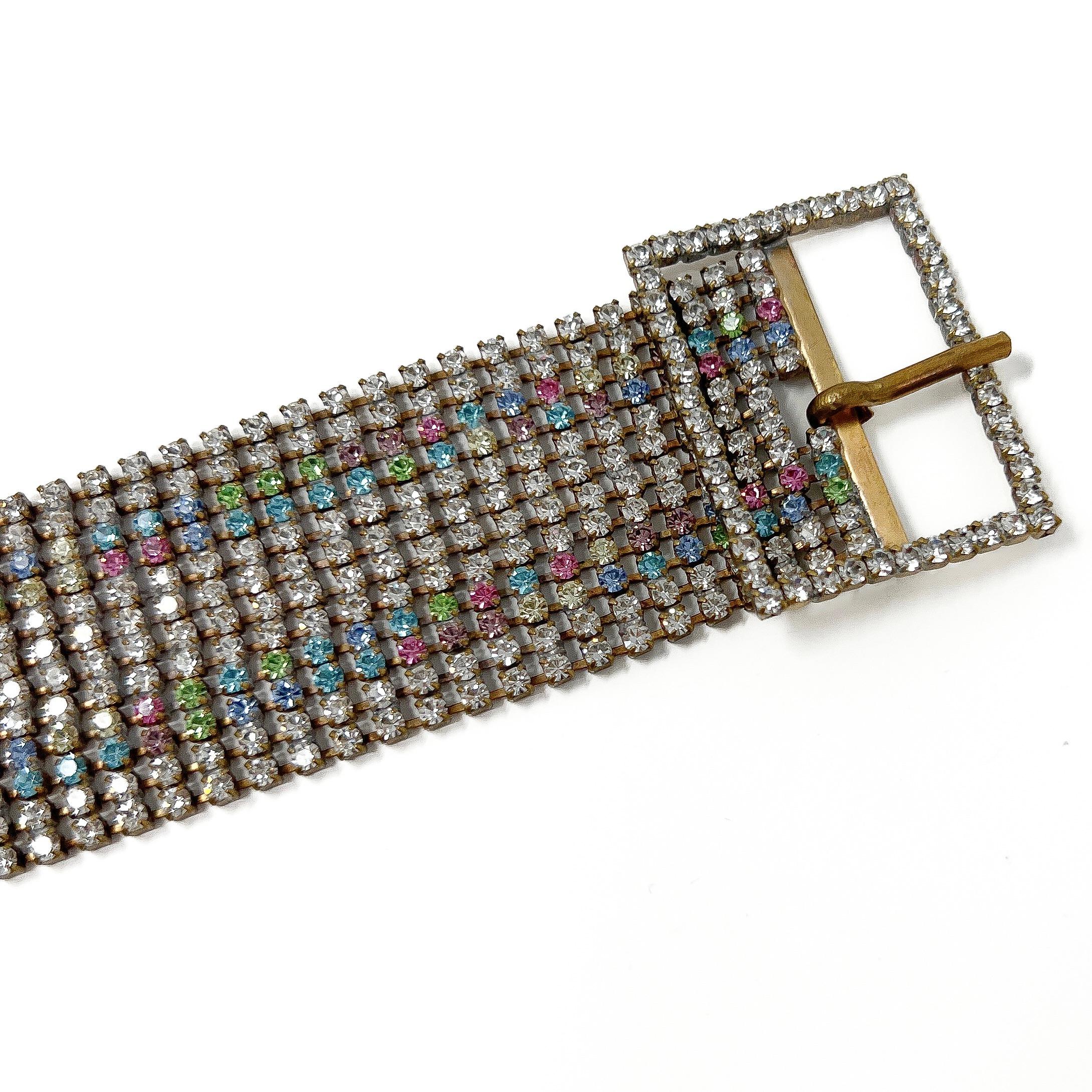 1950s Vintage Rhinestone Statement Belt and Buckle Bracelet 2