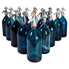 1950's Vintage Romanian Soda Siphons - Blue Glass