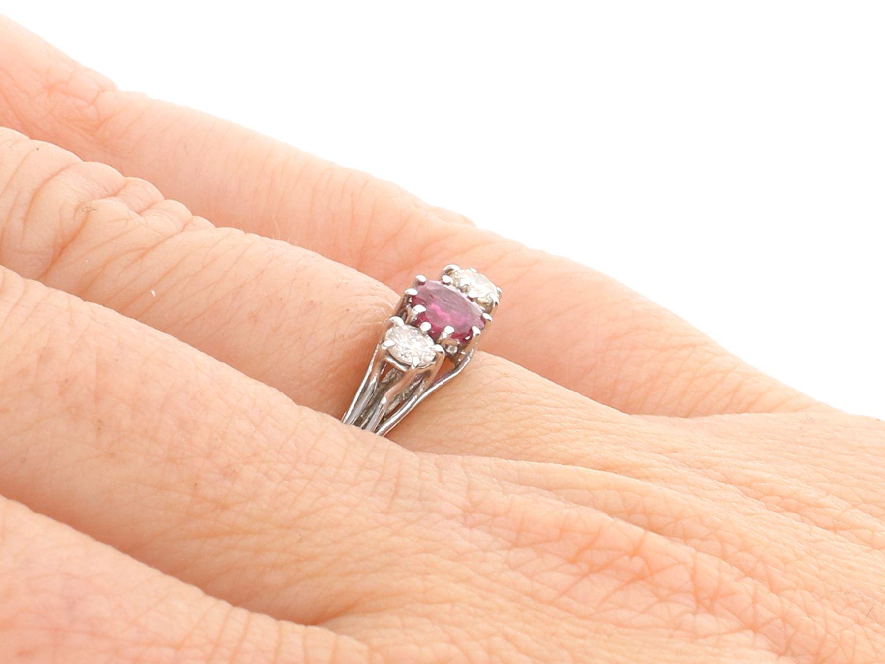 1950s Vintage Ruby and Diamond White Gold Trilogy Ring 1