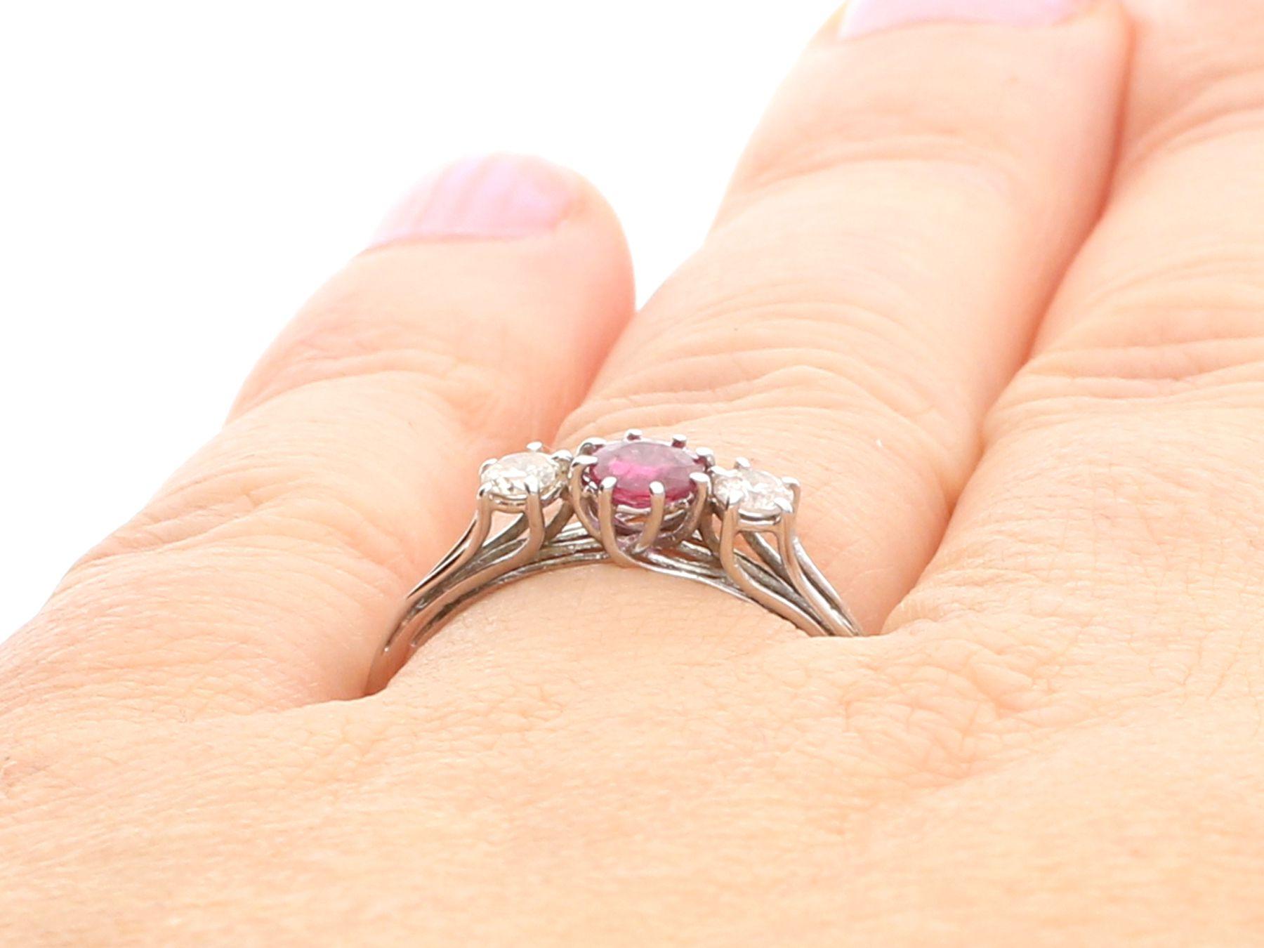 1950s Vintage Ruby and Diamond White Gold Trilogy Ring 2