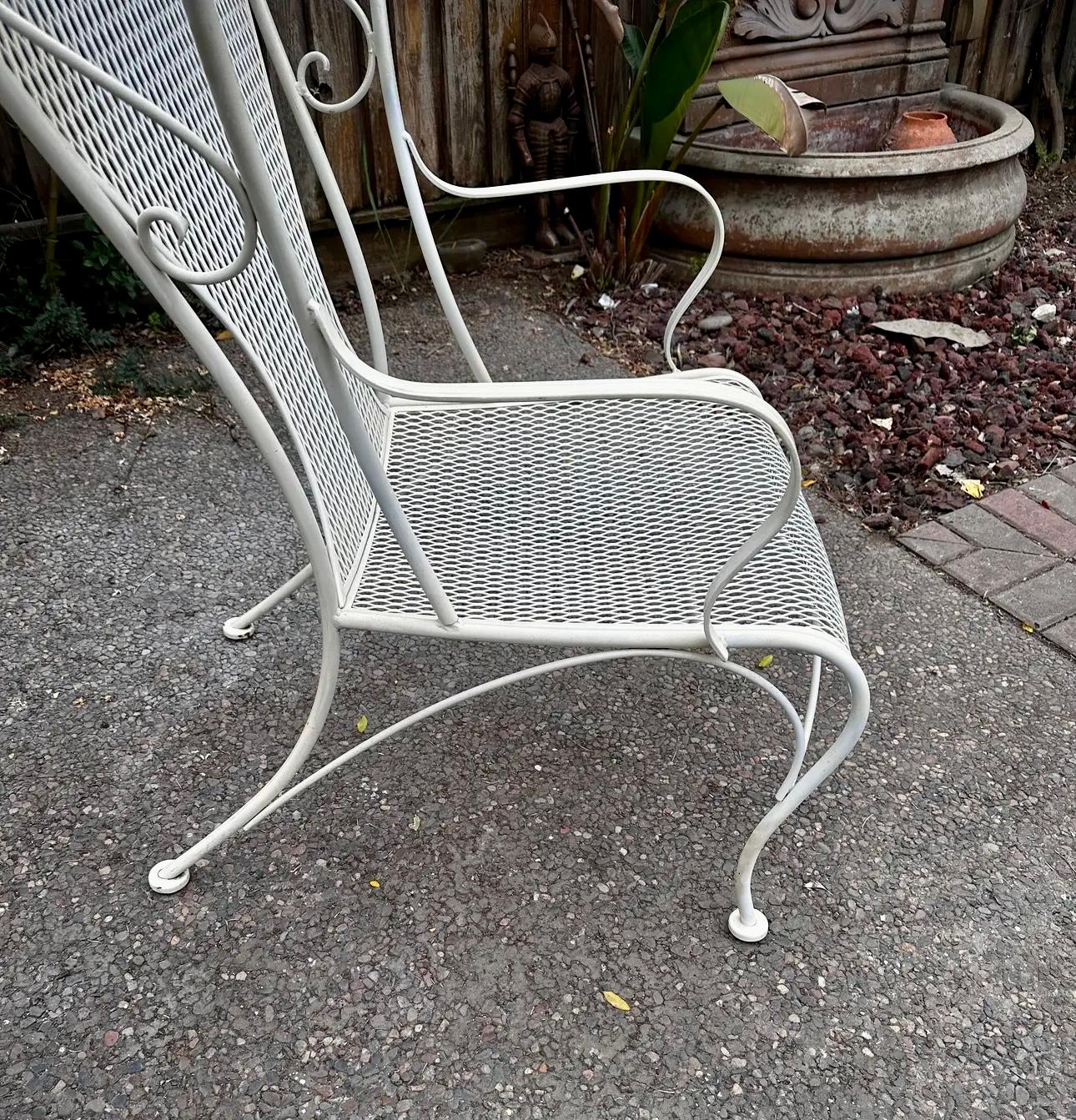 Hand-Crafted 1950’s Vintage Russell Woodard Beige Iron Hooded Porter Garden Chair, Princess C
