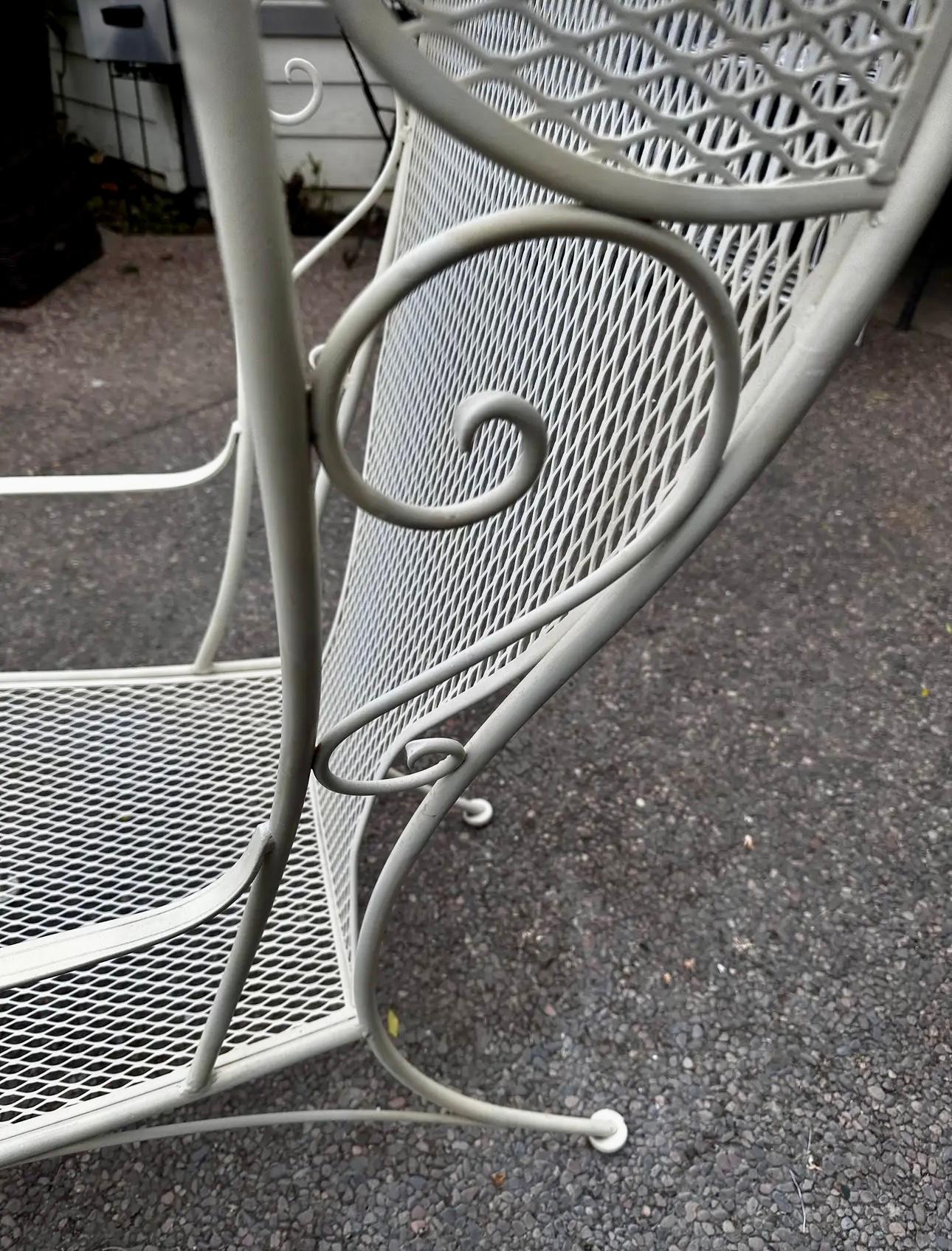 Mid-20th Century 1950’s Vintage Russell Woodard Beige Iron Hooded Porter Garden Chair, Princess C