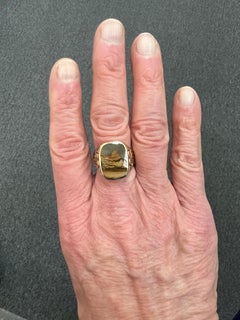 1950s Vintage Scenic Agate Stone 14kYellow Gold Ring Size 12.25