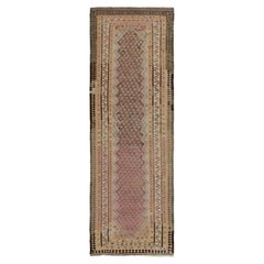 1950s Vintage Senneh Kilim Runner in Beige-Brown, Tribal Patterns by Rug & Kilim