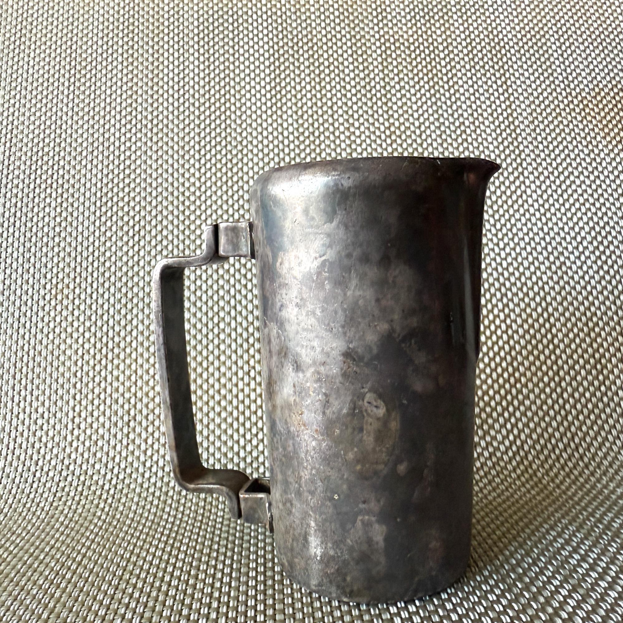 1950s Vintage Silver Creamer Milk Pitcher Meneses Bros of Spain Mid Century For Sale 4