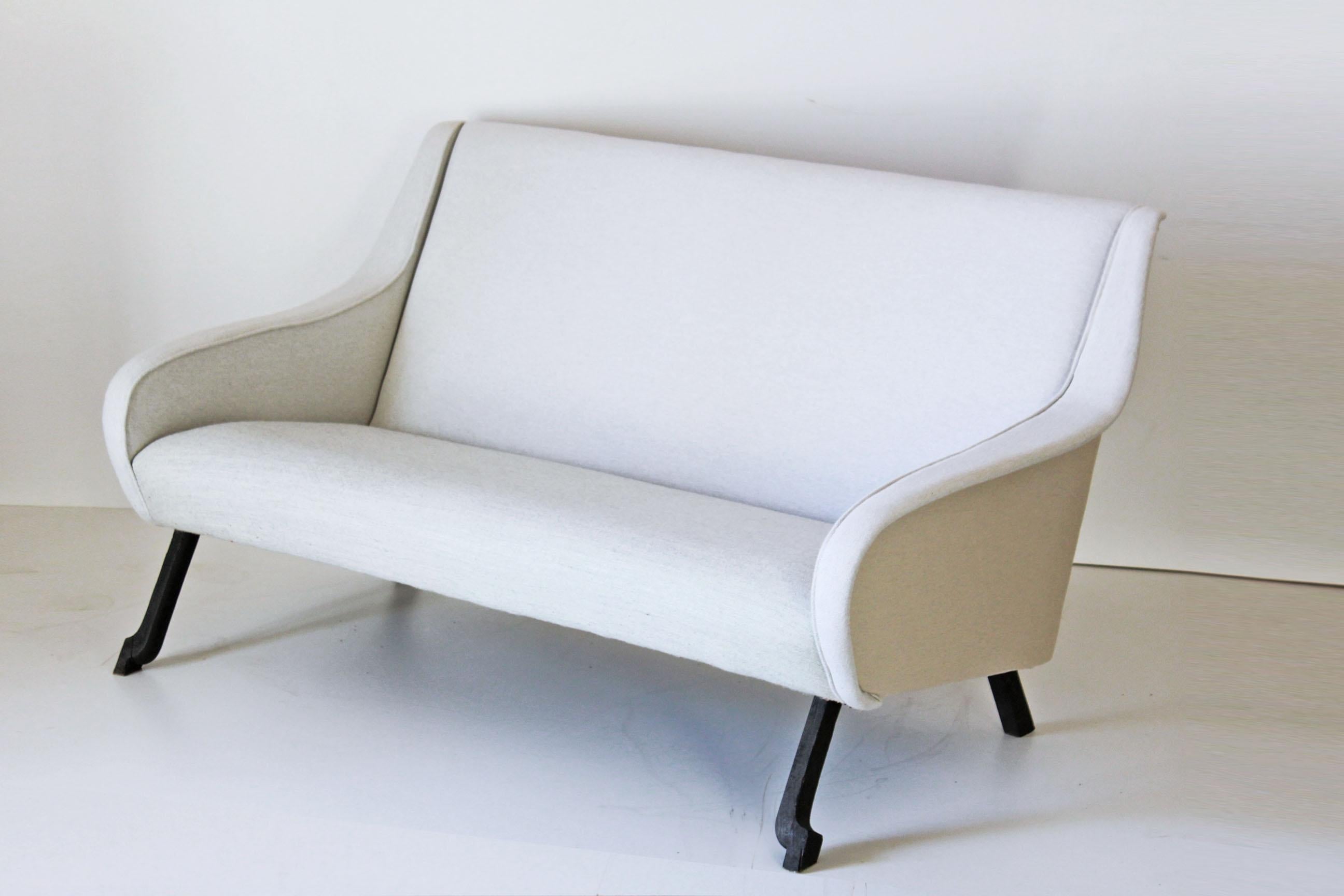 Mid-Century Modern 1950s Vintage White Sofa