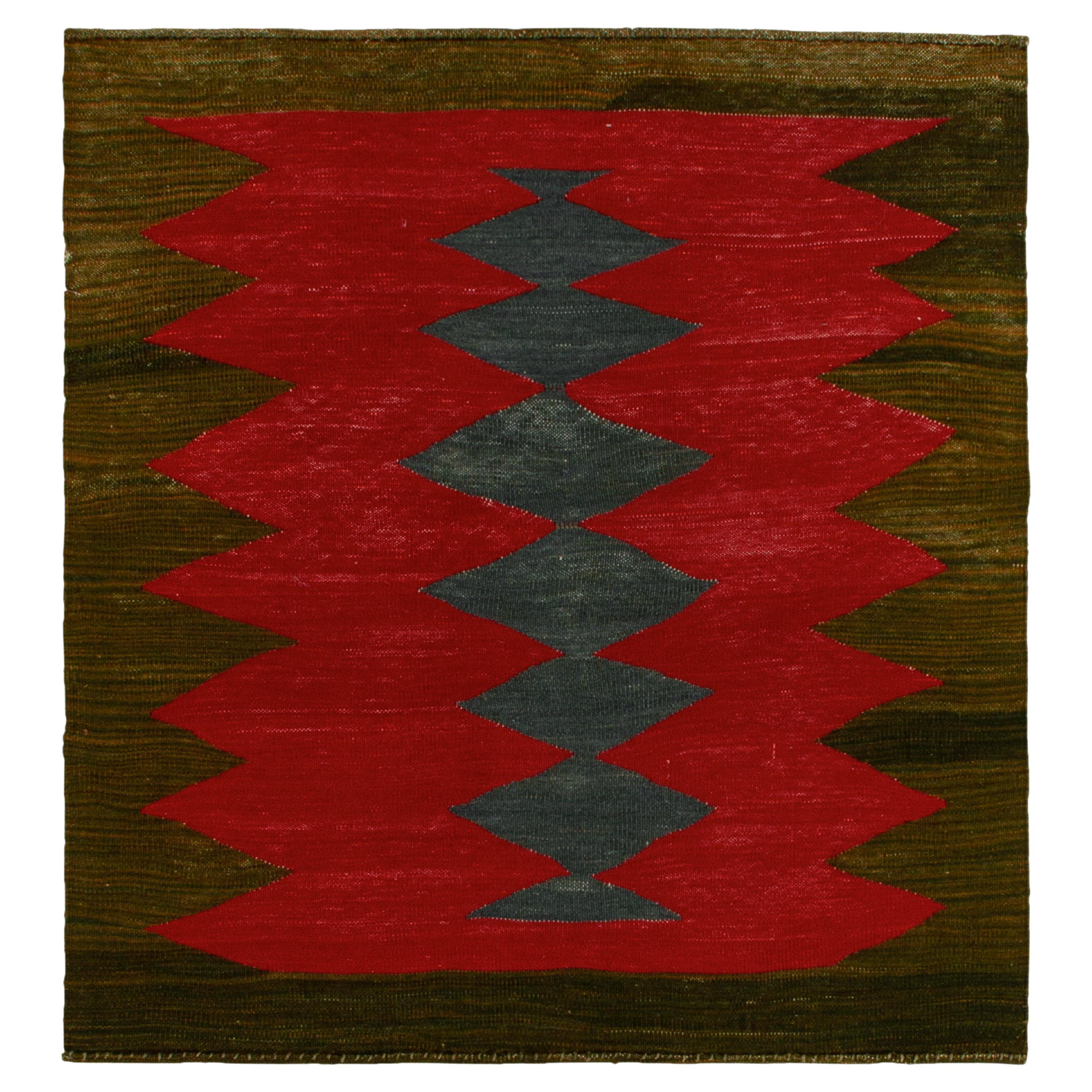 1950s Vintage Sofren Kilim Rug in Red, Blue and Brown by Rug & Kilim For Sale