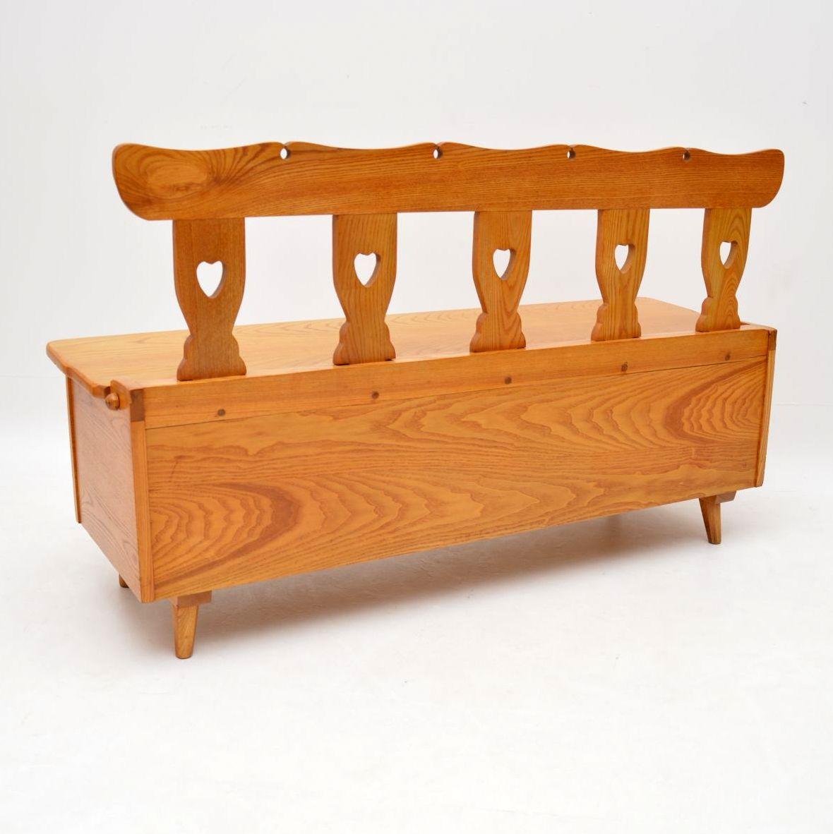 1950s Vintage Solid Elm Pair of Side Chairs and Bench 6