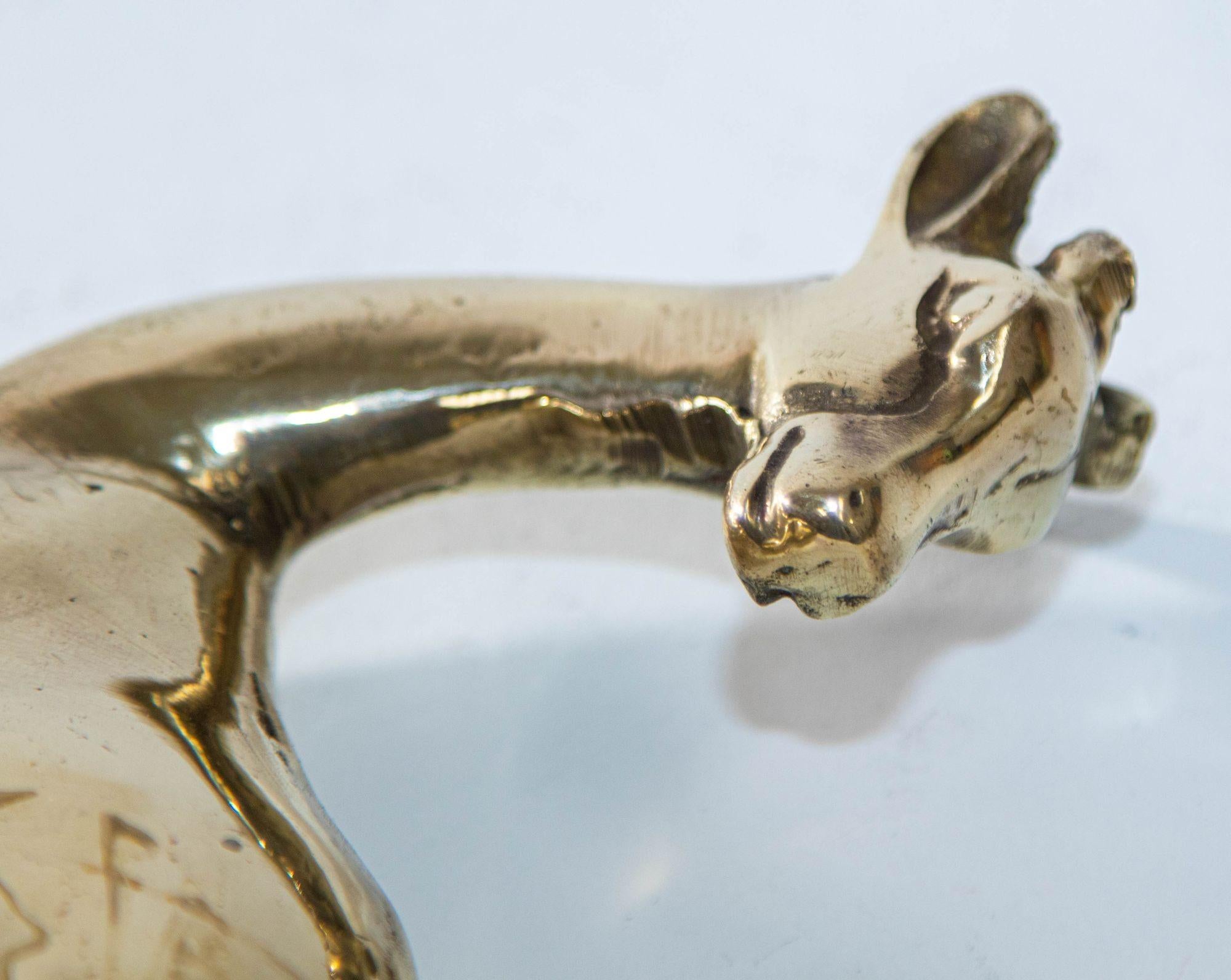 20th Century 1950s Vintage Solid Polished Brass Gazelle Deer Figurine Sculpture