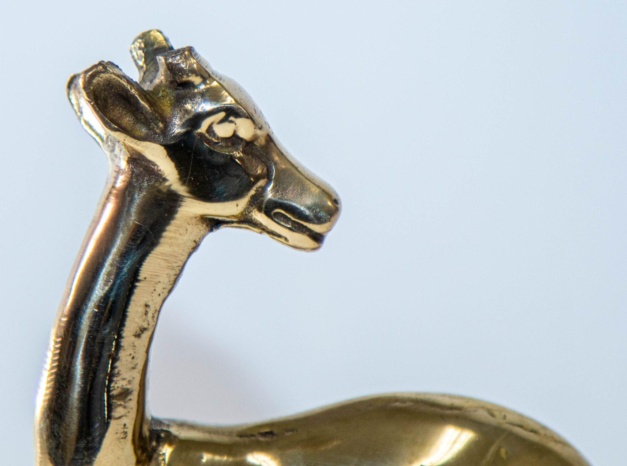 1950s Vintage Solid Polished Brass Gazelle Deer Figurine Sculpture 2