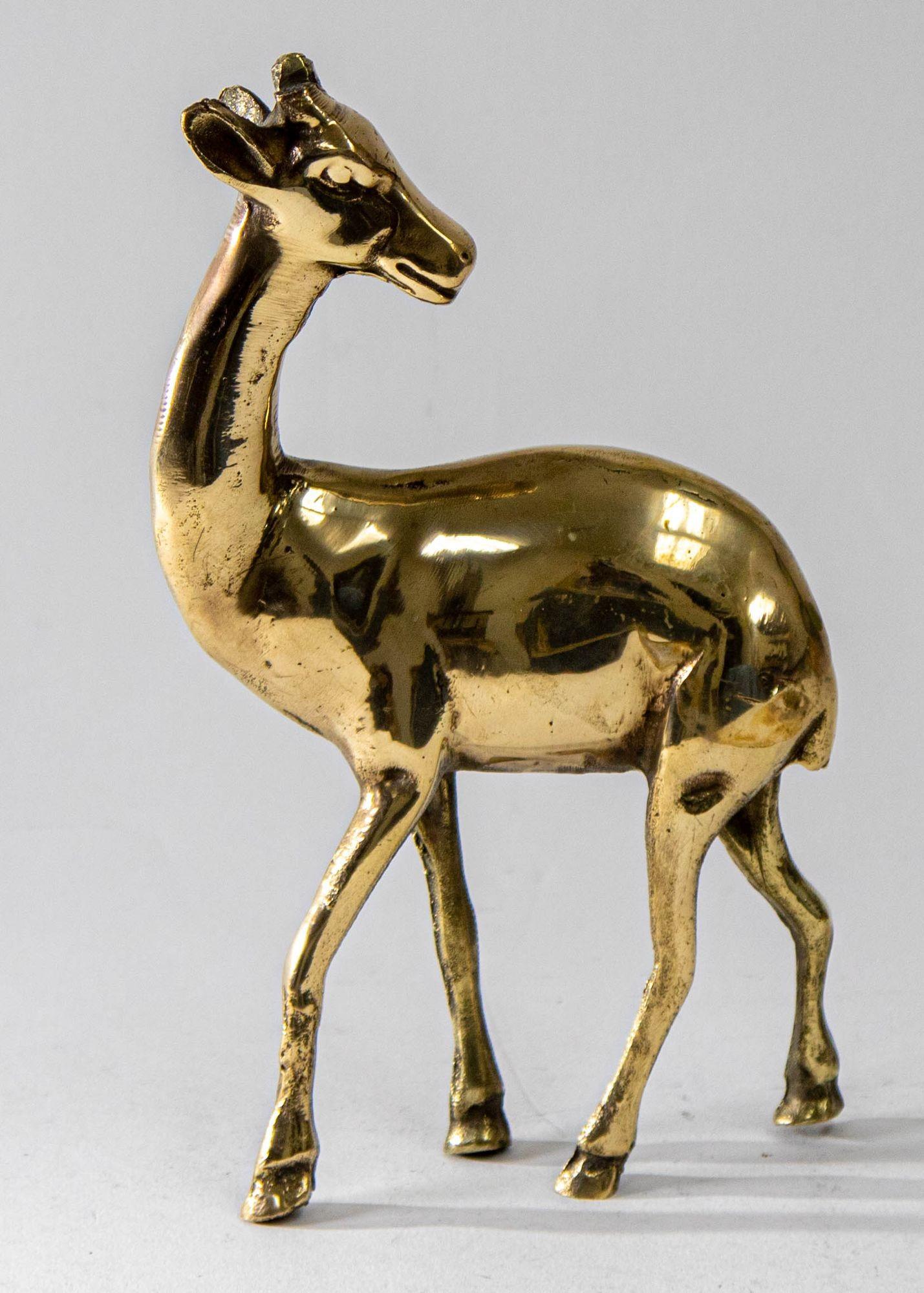 1950s Vintage Solid Polished Brass Gazelle Deer Figurine Sculpture 4