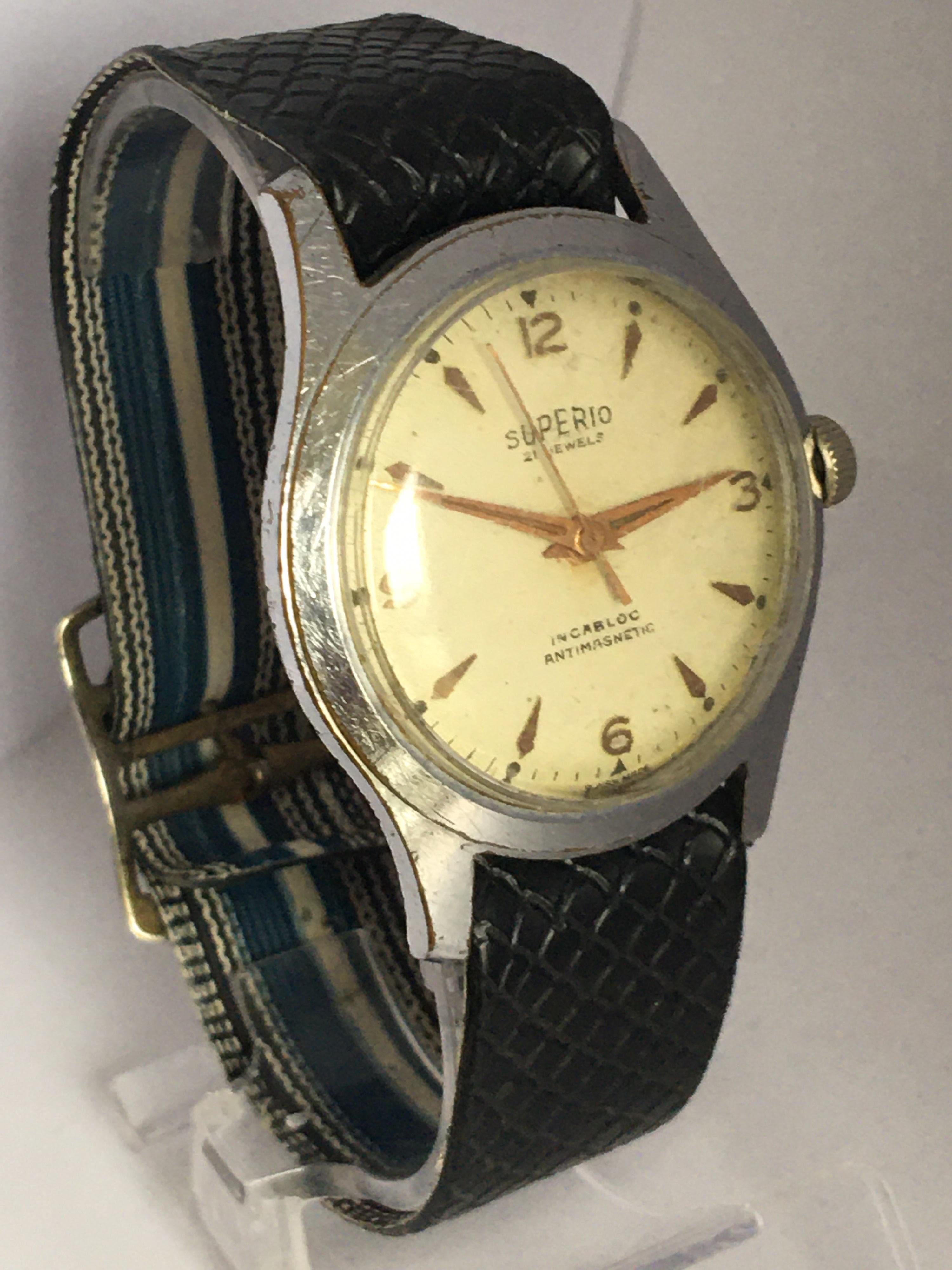 1950s Vintage Stainless Steel Back Mechanical Swiss Watch In Good Condition For Sale In Carlisle, GB