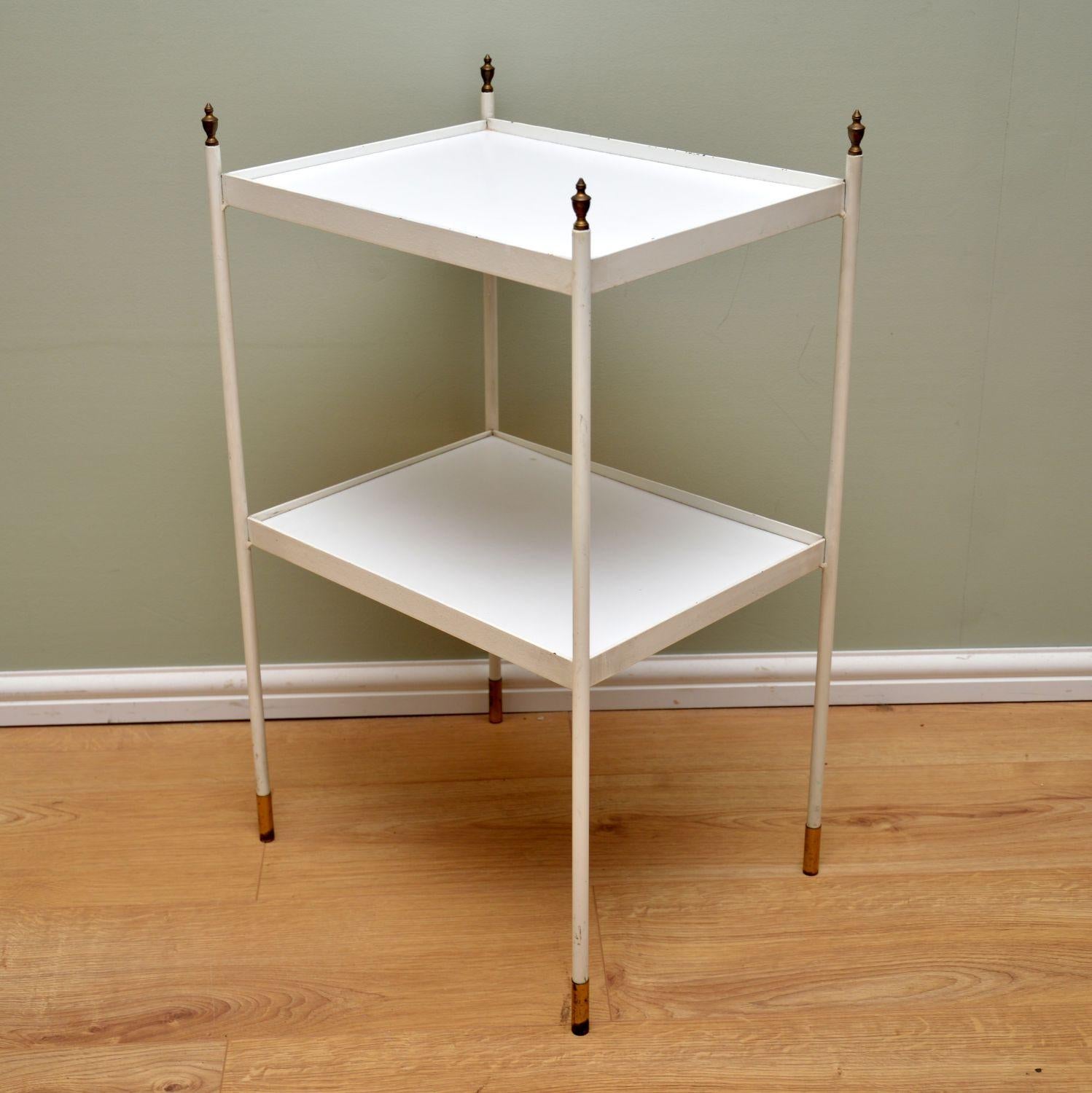 Mid-Century Modern 1950s Vintage Steel and Brass Side Table