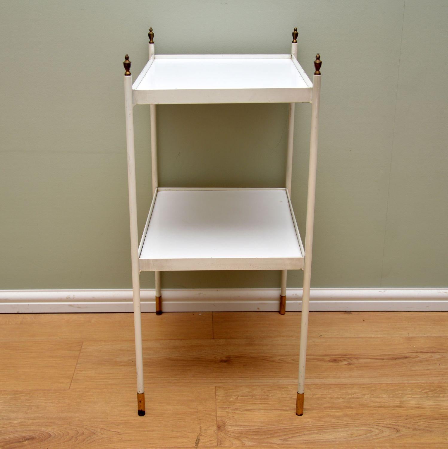 English 1950s Vintage Steel and Brass Side Table
