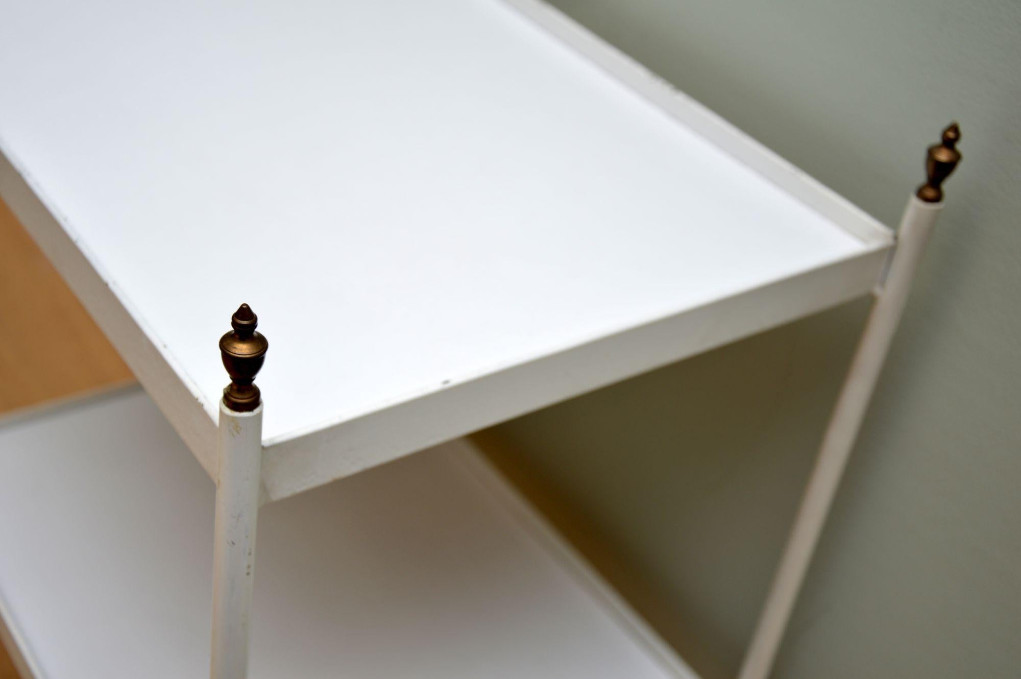 Metal 1950s Vintage Steel and Brass Side Table