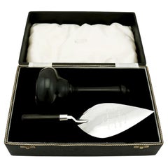 Retro Sterling Silver Presentation Trowel and Mallet Set - Boxed