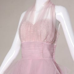 1950s Vintage Tiered Tulle Formal Barbie Pink Cupcake Prom Dress