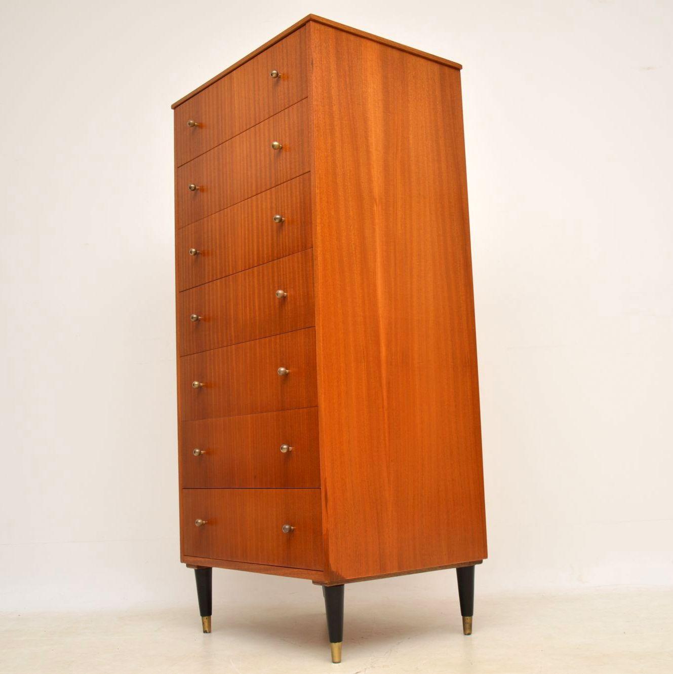 1950s Vintage Tola and Brass Tallboy Chest of Drawers In Good Condition In London, GB