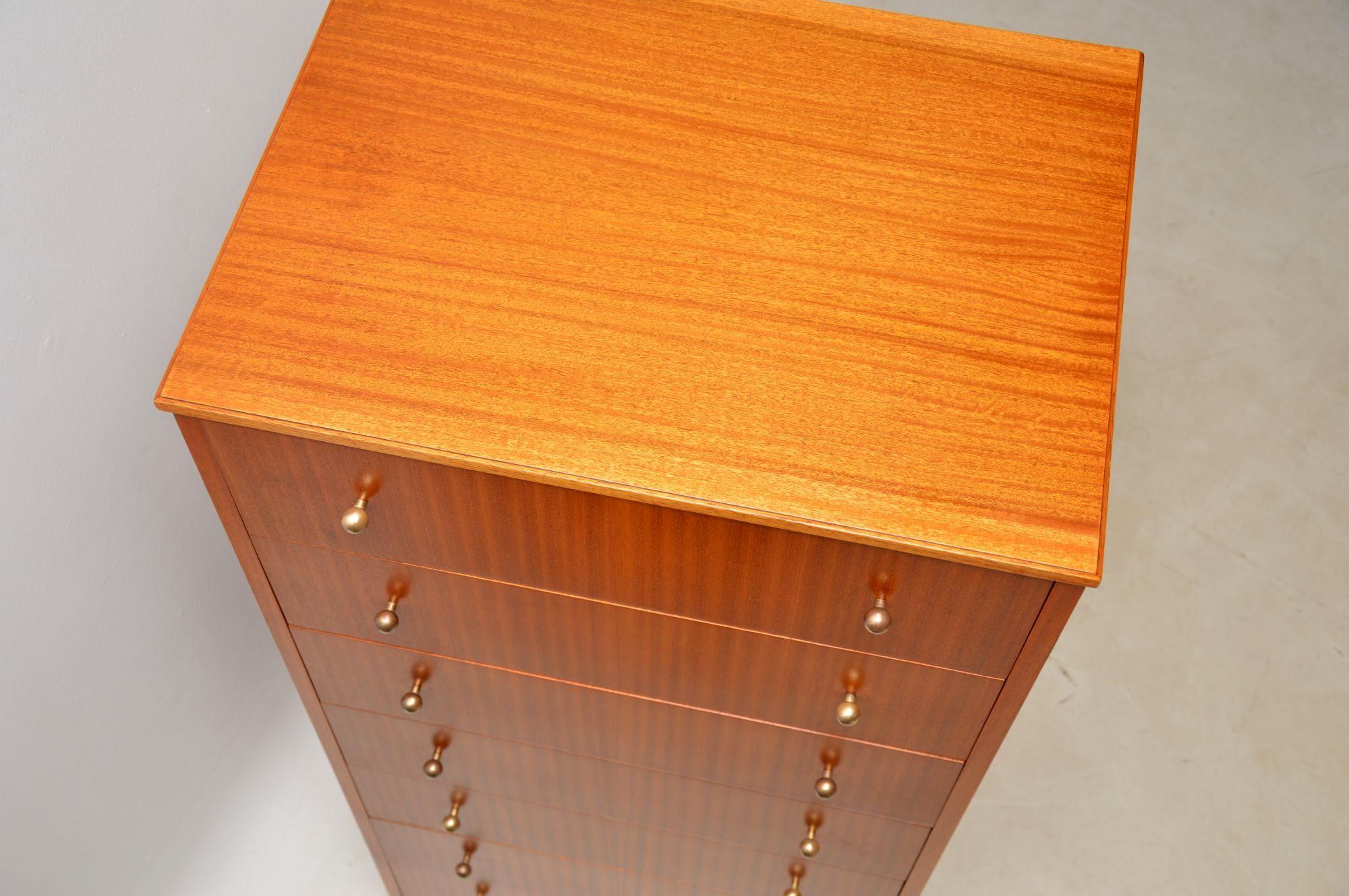 Mid-20th Century 1950s Vintage Tola and Brass Tallboy Chest of Drawers