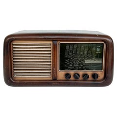 Radio Torino Model SV85 d'epoca degli anni '50 in legno, metallo e vetro