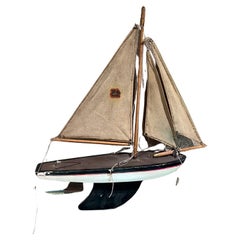 1950s Retro Toy Old Pond Boat Wood Sailboat
